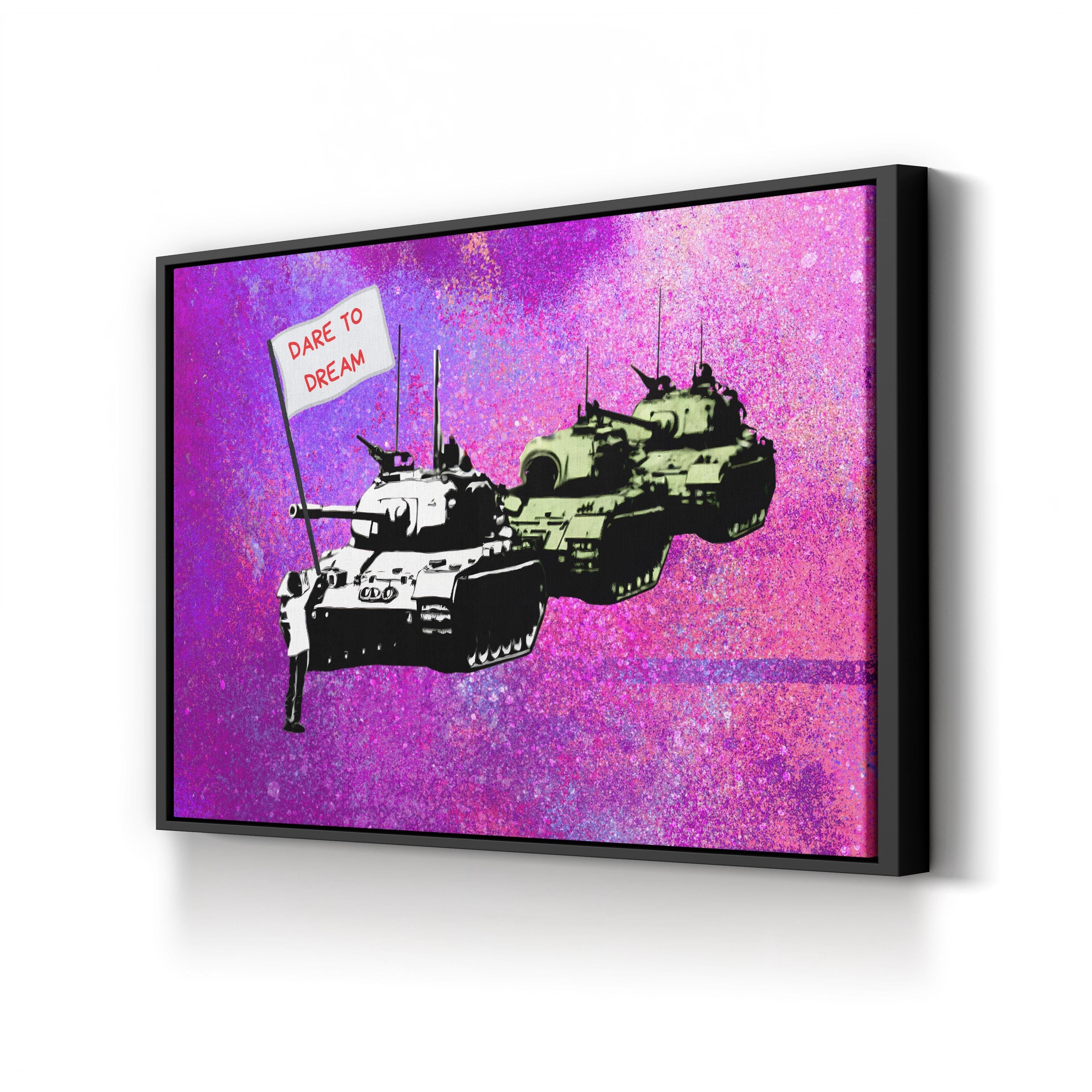 Dare to Dream Tank Pop Art – Period Illustration Wall Art | Contemporary Motivational Canvas Print