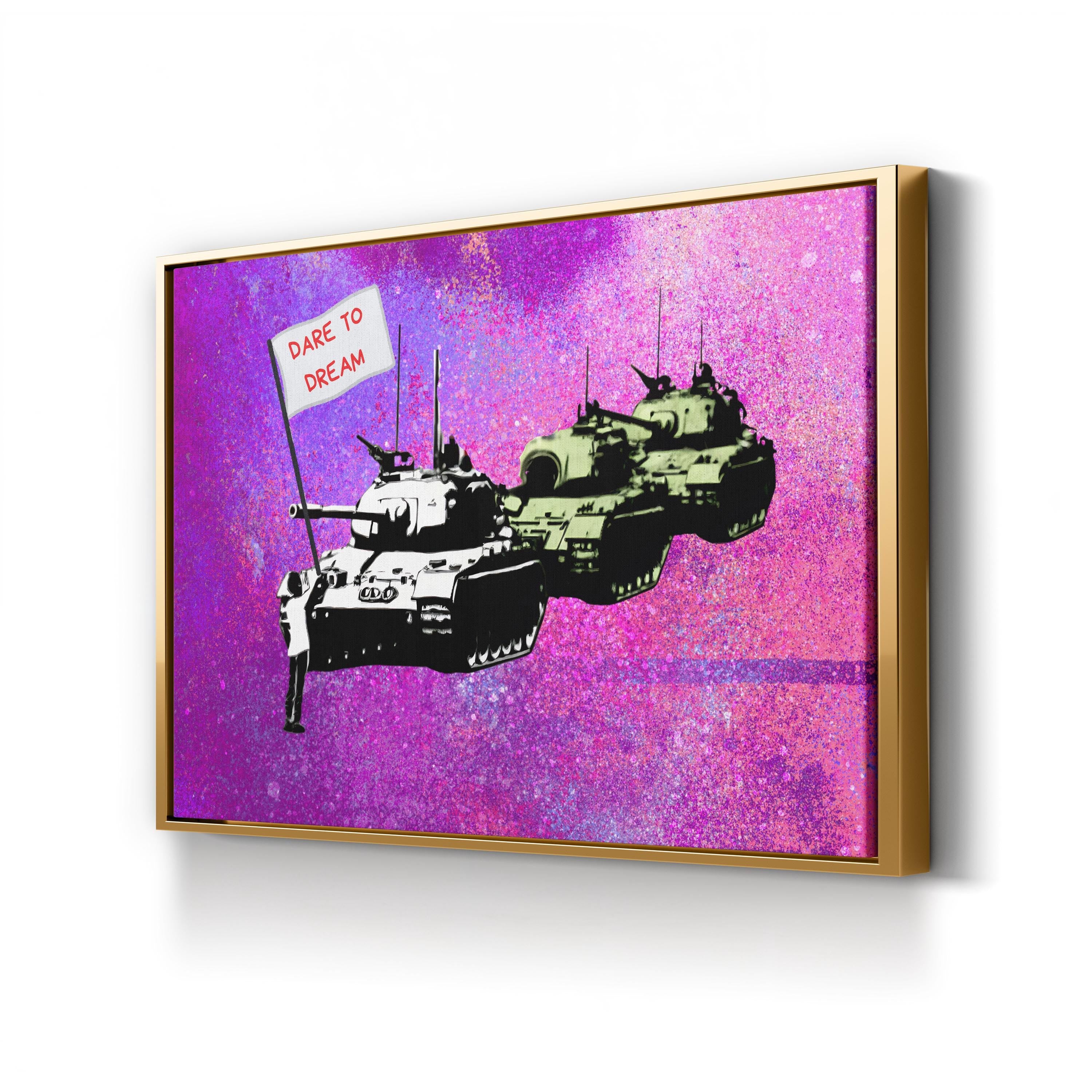 Dare to Dream Tank Pop Art – Period Illustration Wall Art | Contemporary Motivational Canvas Print