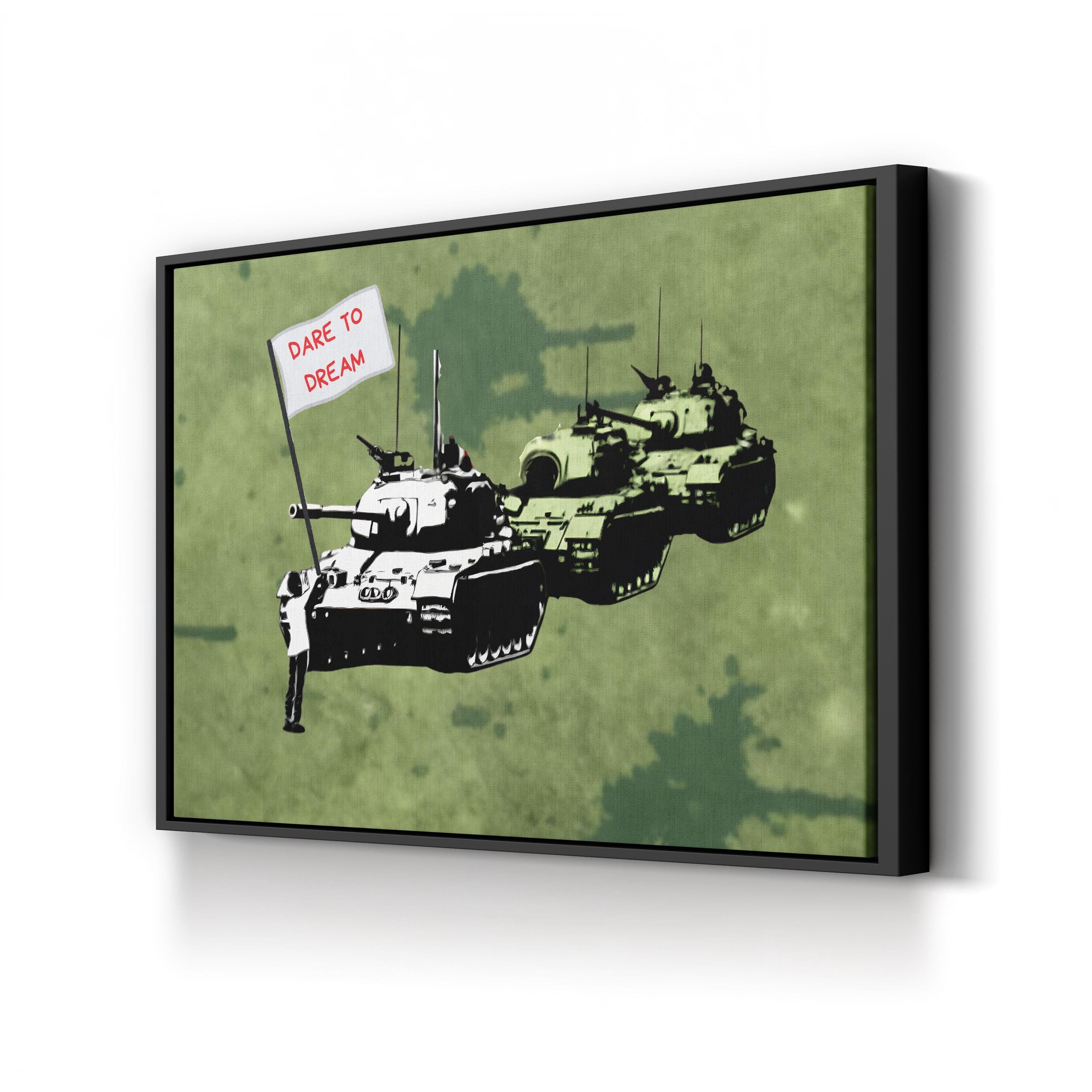 Dare to Dream Tank Graphic – Period Illustration Wall Art | Contemporary Motivational Canvas Print