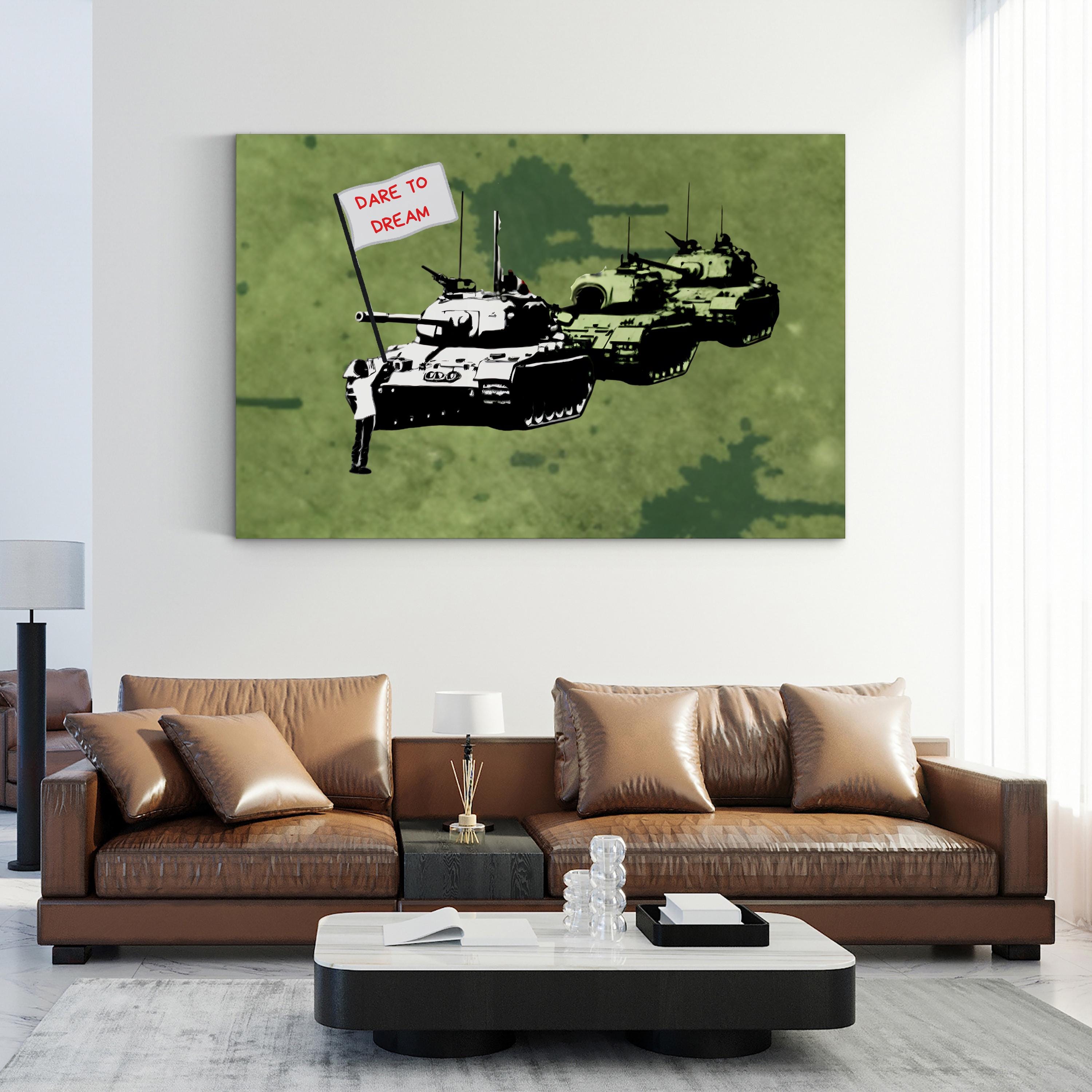Dare to Dream Tank Graphic – Period Illustration Wall Art | Contemporary Motivational Canvas Print