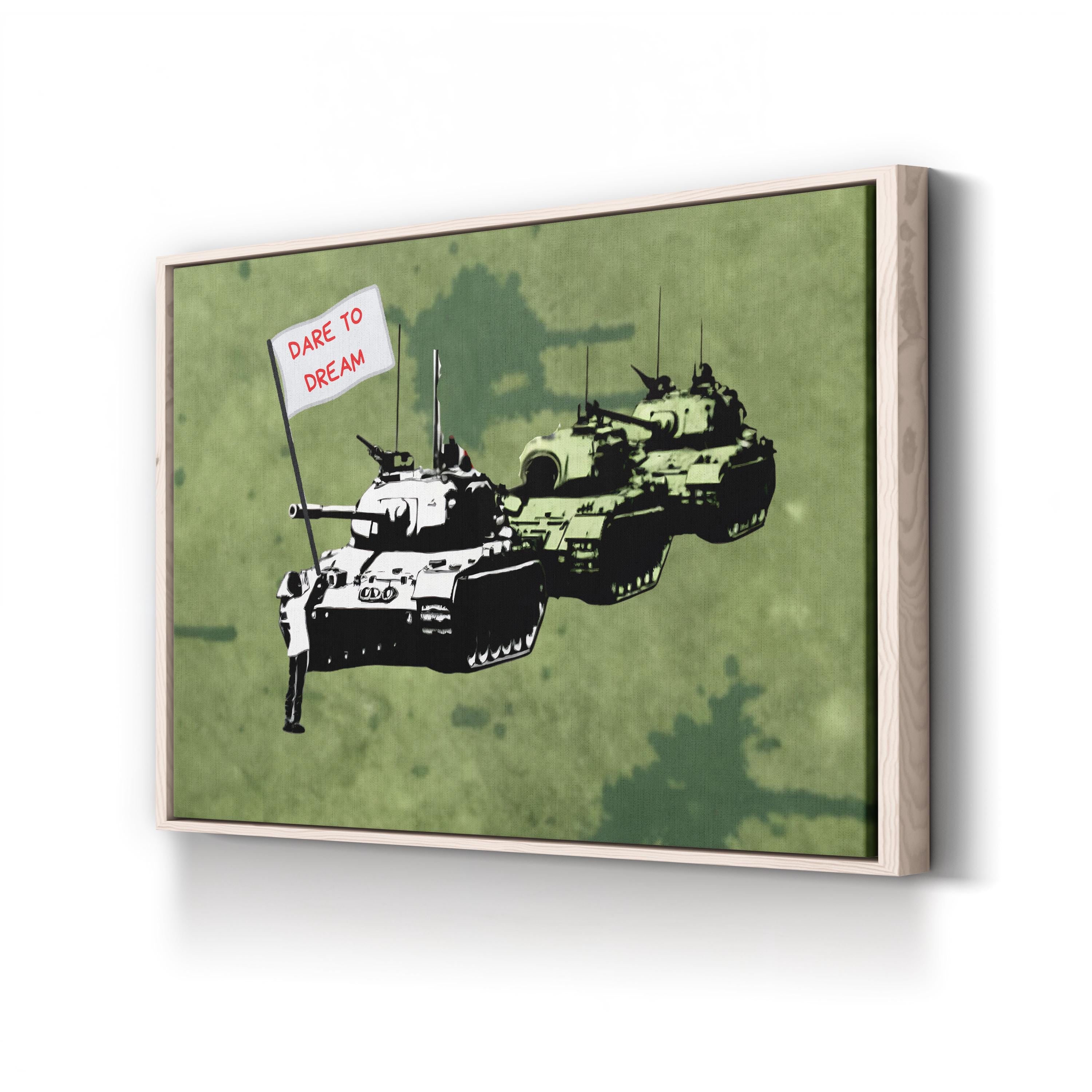 Dare to Dream Tank Graphic – Period Illustration Wall Art | Contemporary Motivational Canvas Print