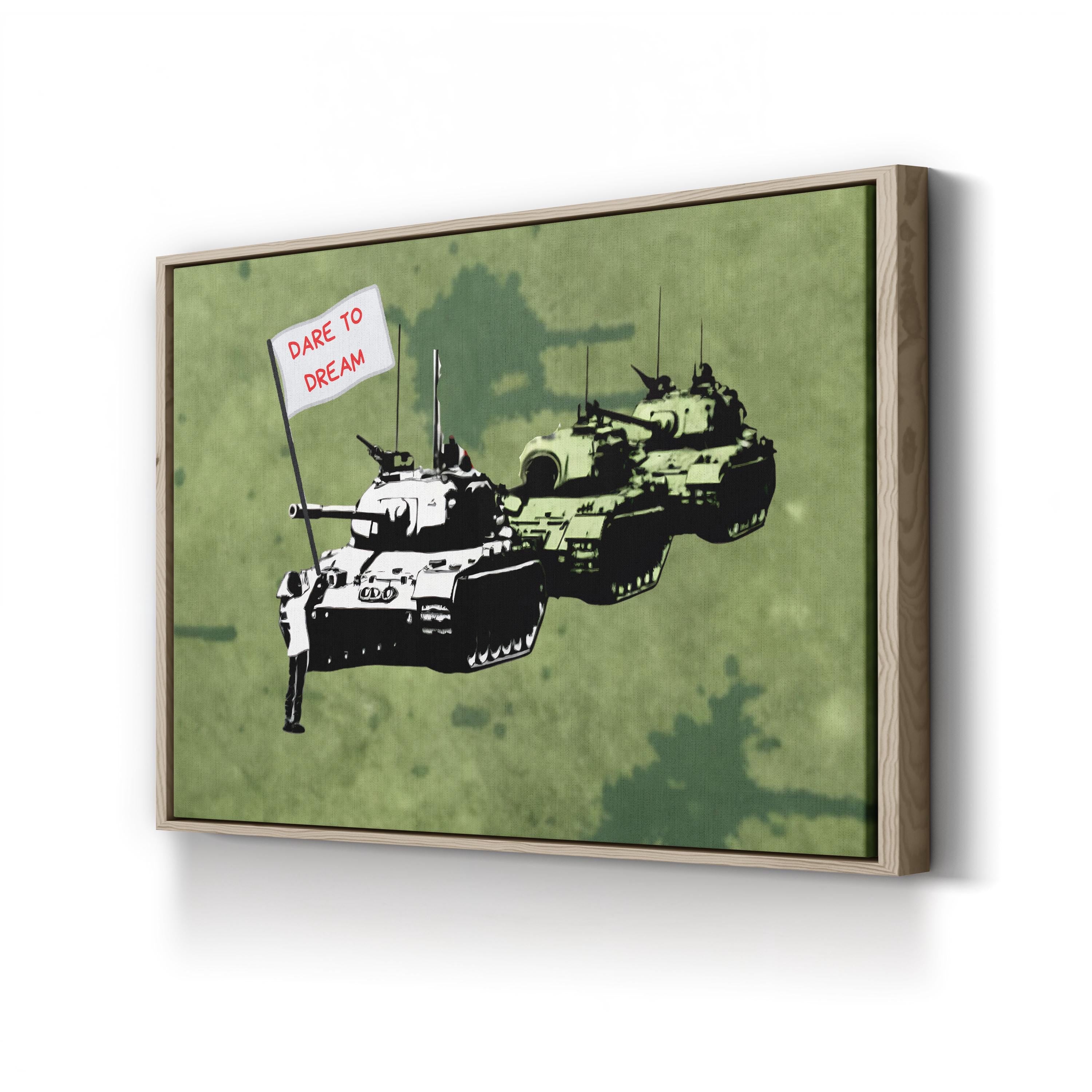 Dare to Dream Tank Graphic – Period Illustration Wall Art | Contemporary Motivational Canvas Print