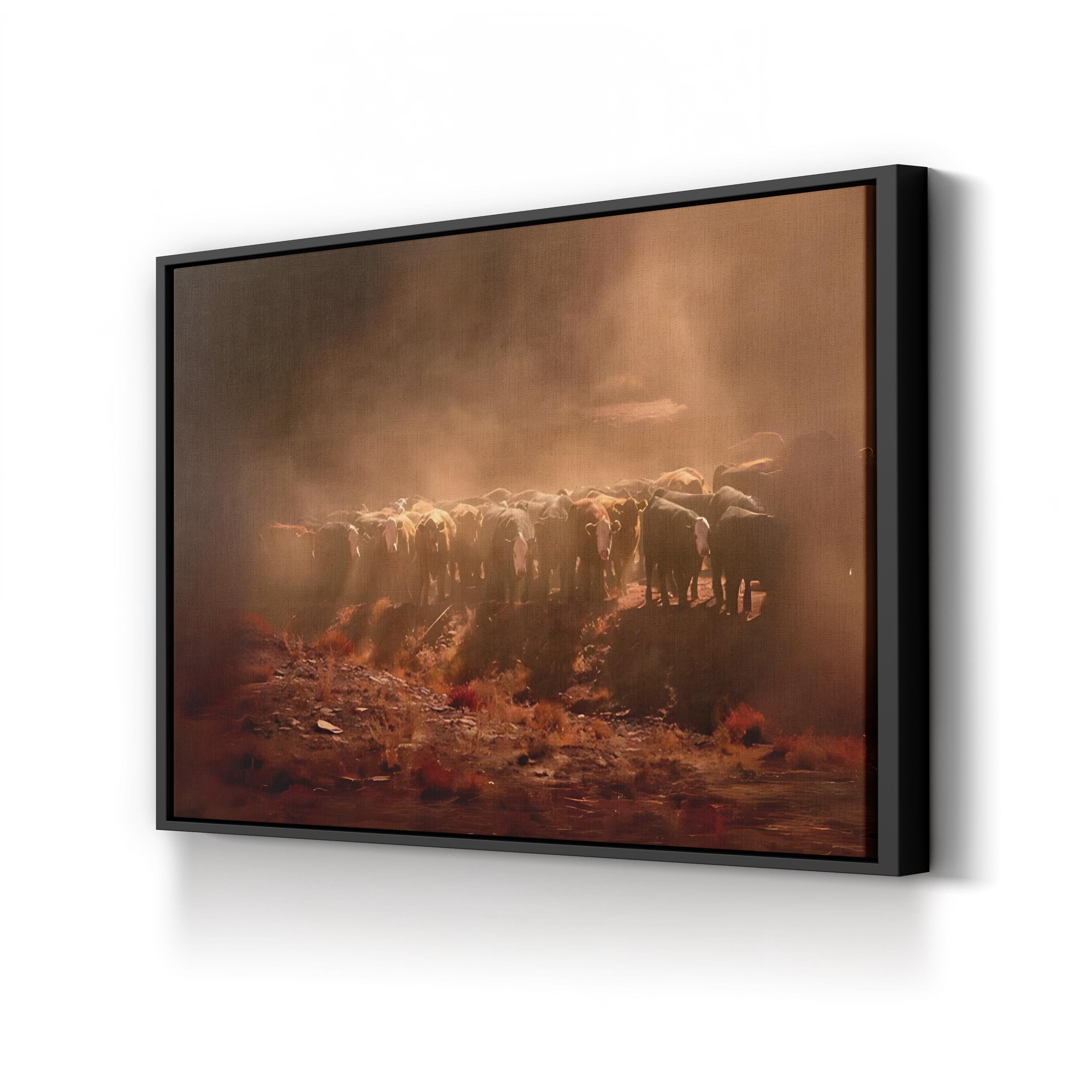 Cattle Herd Canvas – Rural Landscape Photography Wall Art