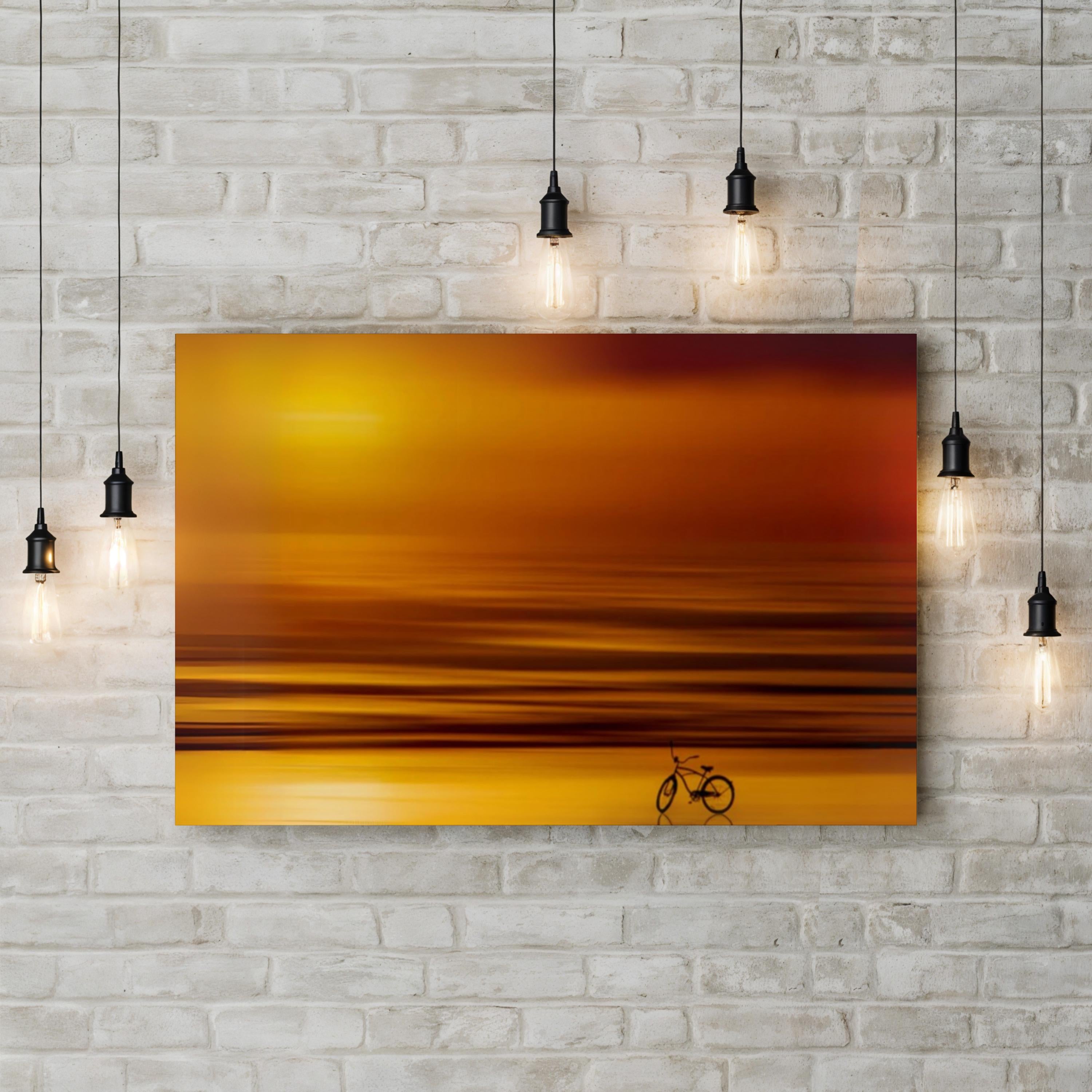 Vintage Bicycle Desert Road – Vintage Photography Wall Art | Golden Sunset Canvas Print