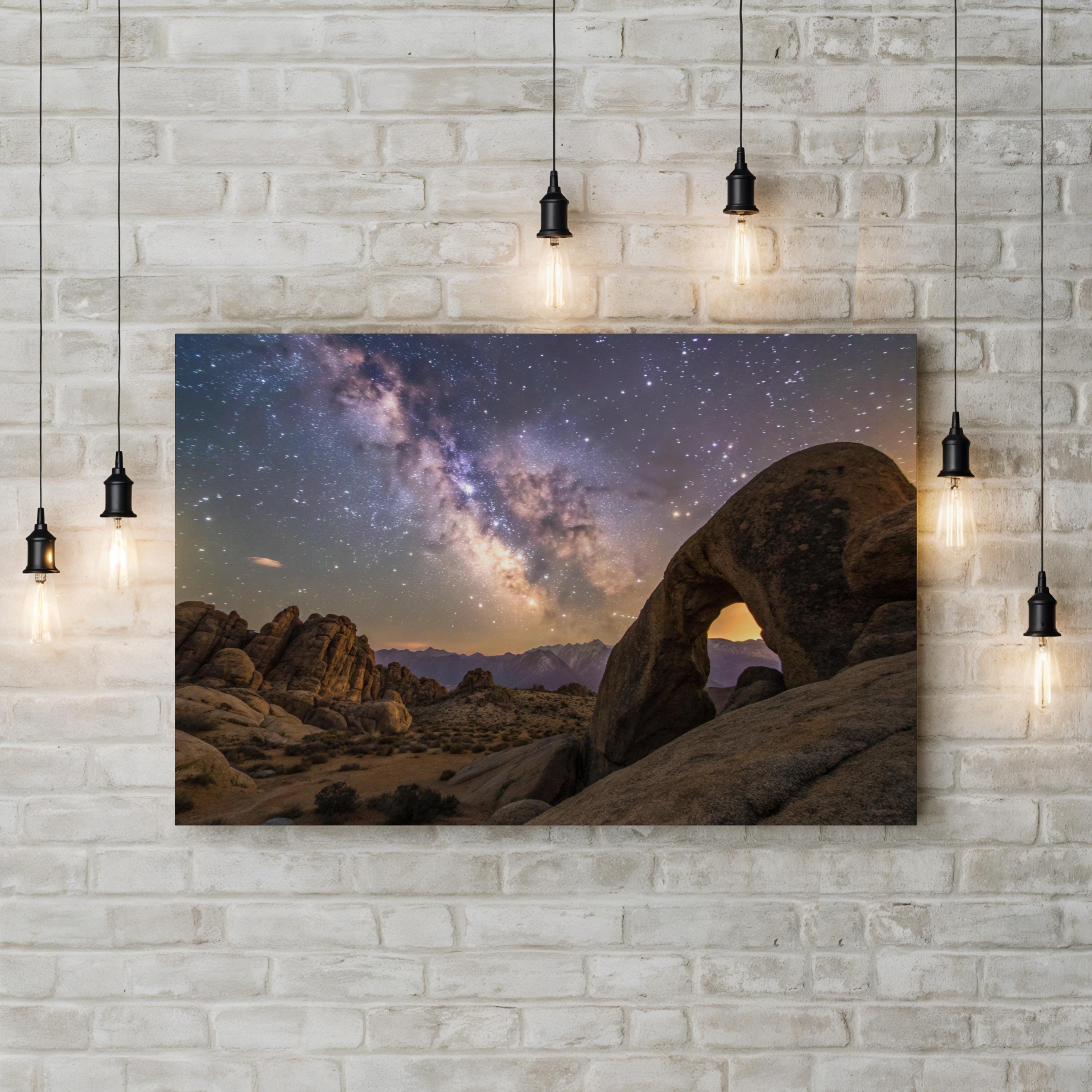 Milky Way Desert Arch – Vintage Photography Wall Art | Starry Night Canvas Print