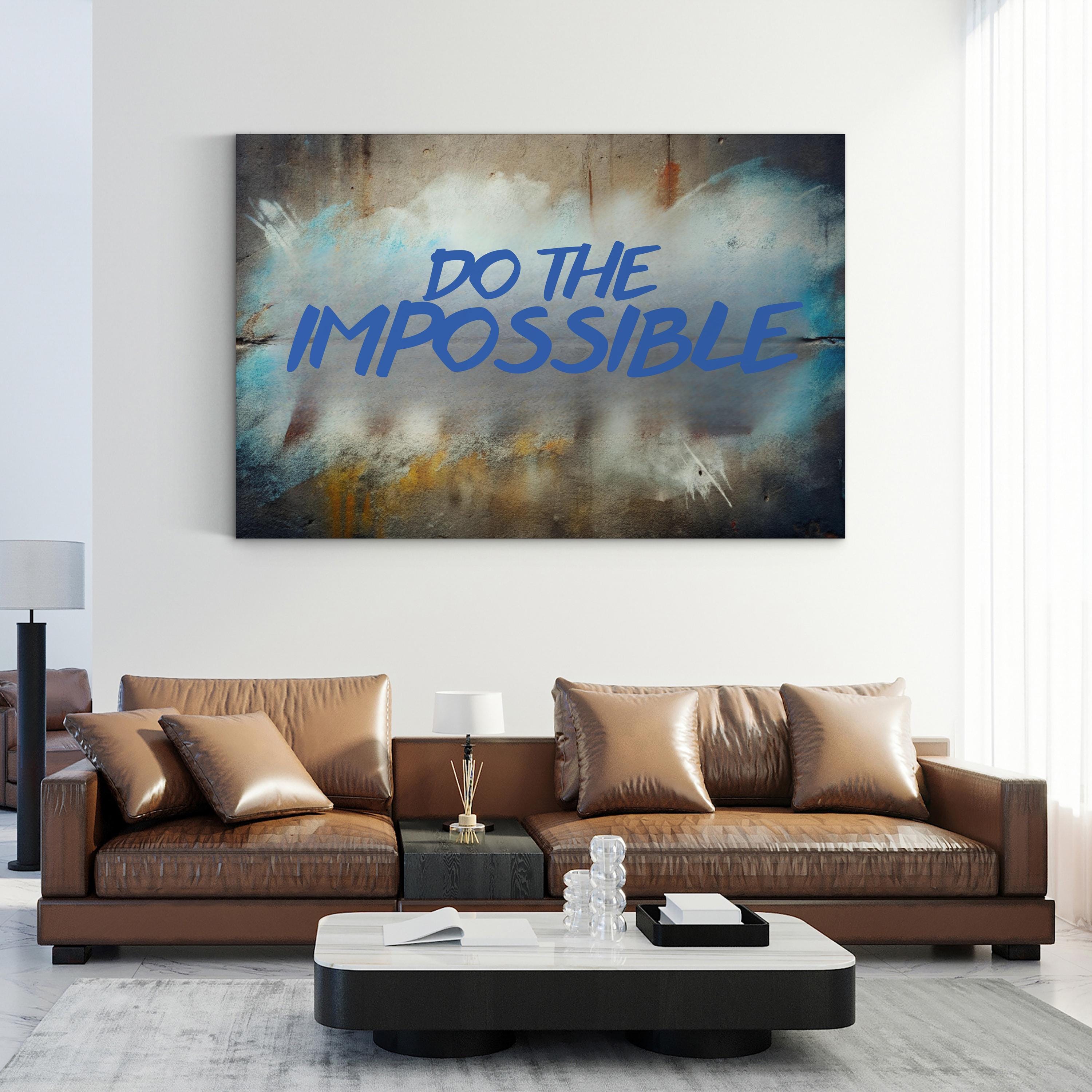 Do the Impossible Wall Art – Blue Graffiti Stencil Motivational Canvas Print
