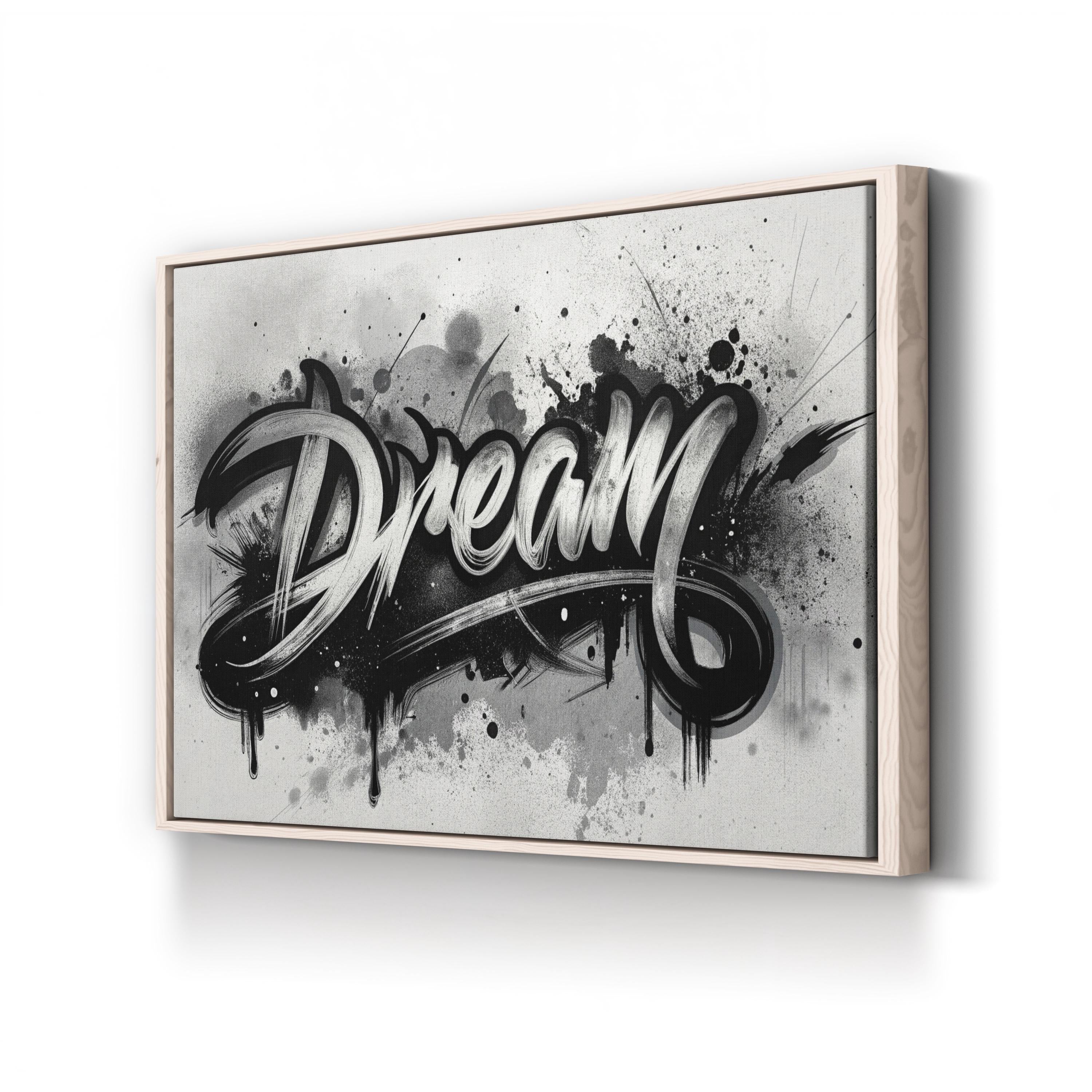 Dream Calligraphy Minimalist – Period Illustration Wall Art | Black & White Canvas Print