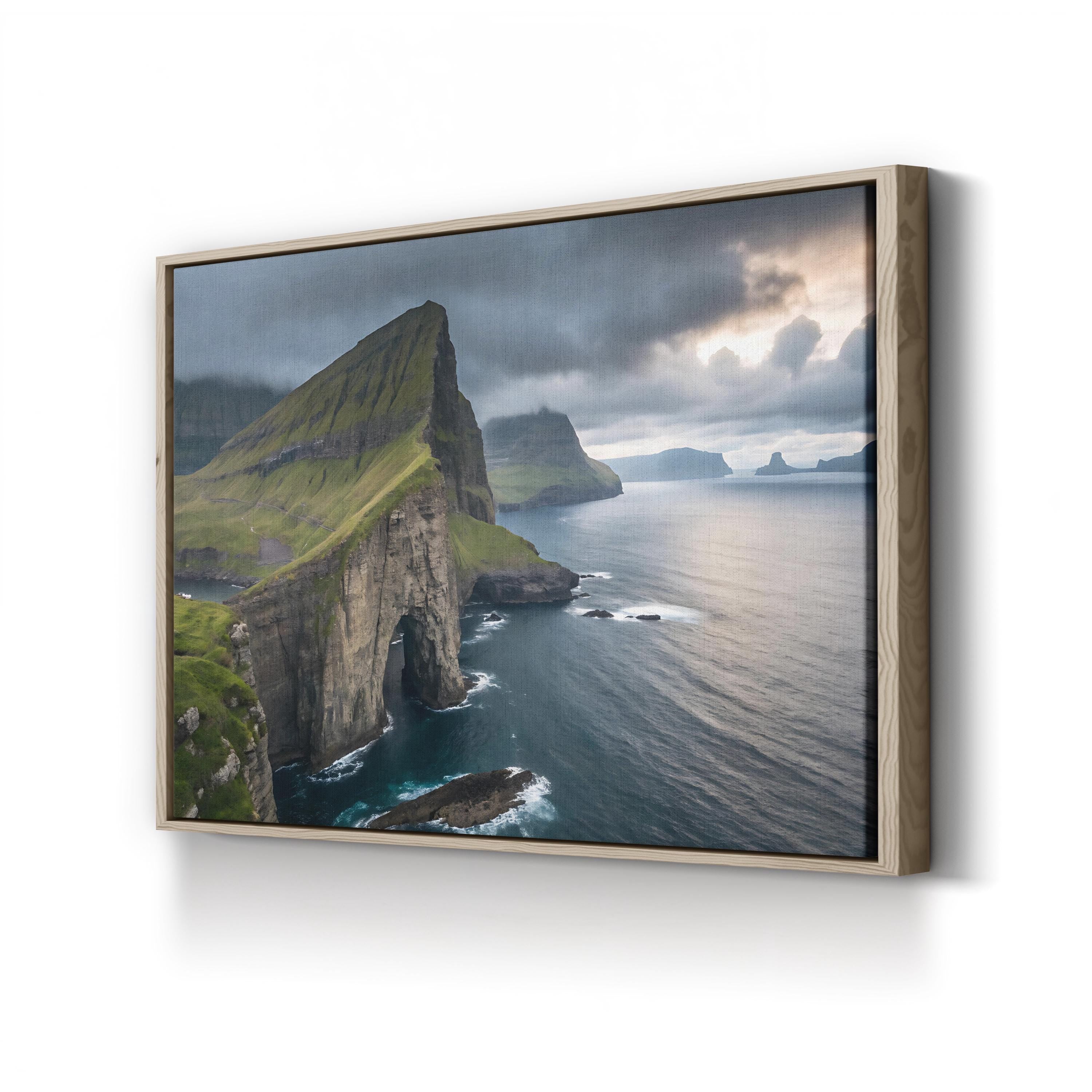 Drangarnir Faroe Islands Canvas Wall Art — North Atlantic Sea Stacks Coastal Landscape Print