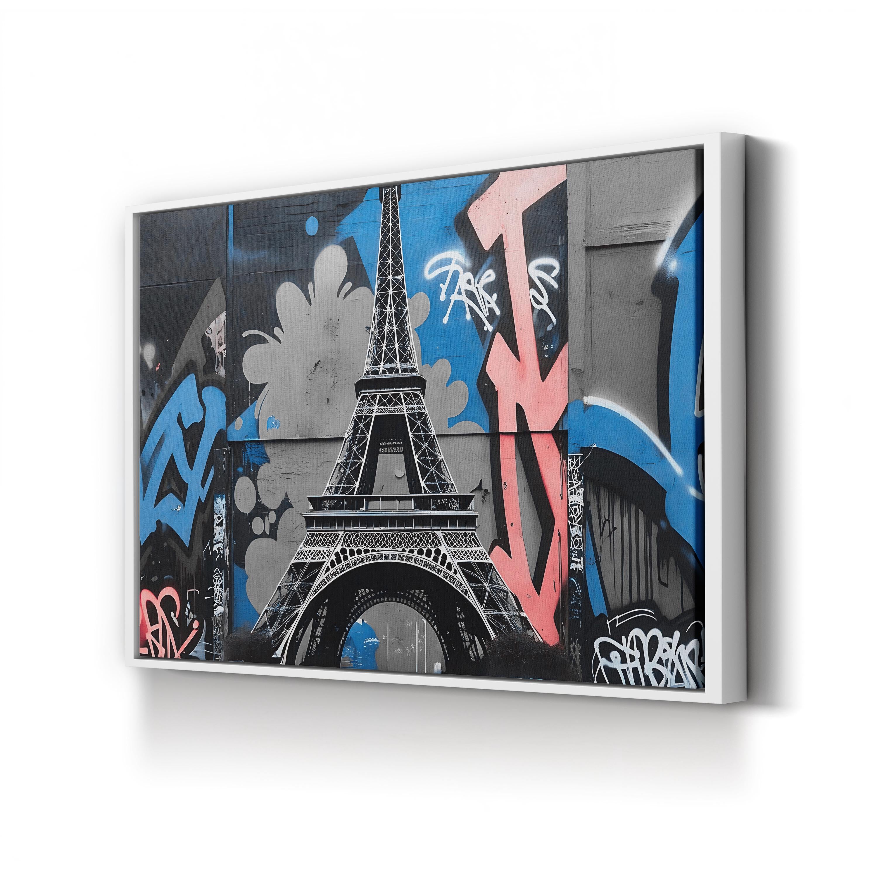 Eiffel Tower Graffiti Urban – Period Illustration Wall Art | Parisian Street Canvas Print