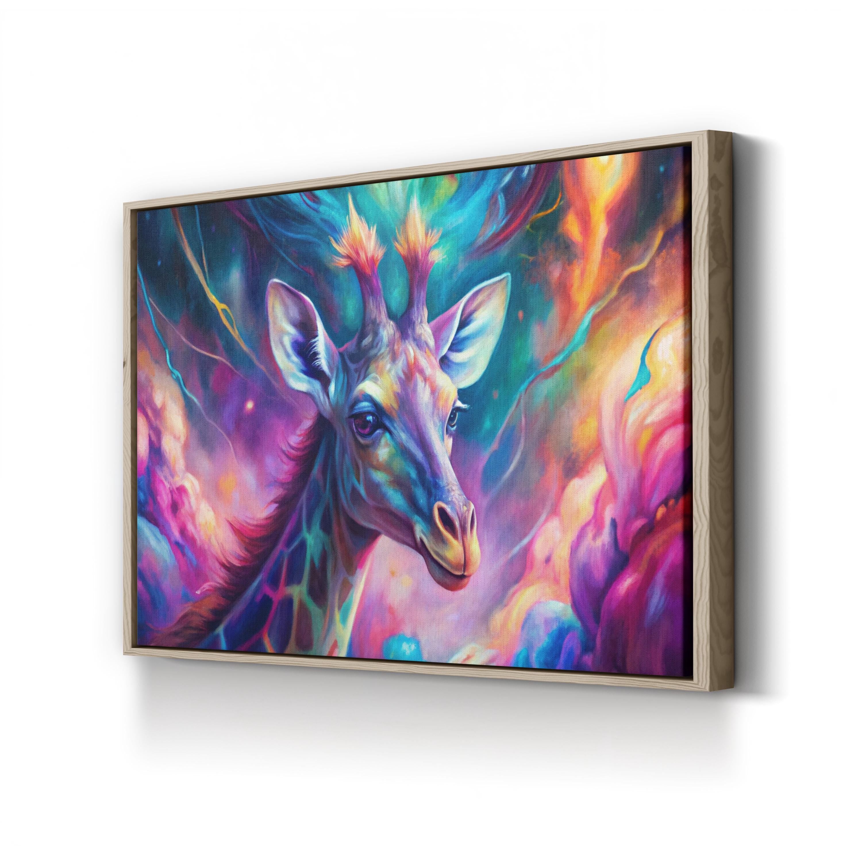 Enchanted Giraffe Canvas – Modern Pop Cosmic Wildlife Wall Art