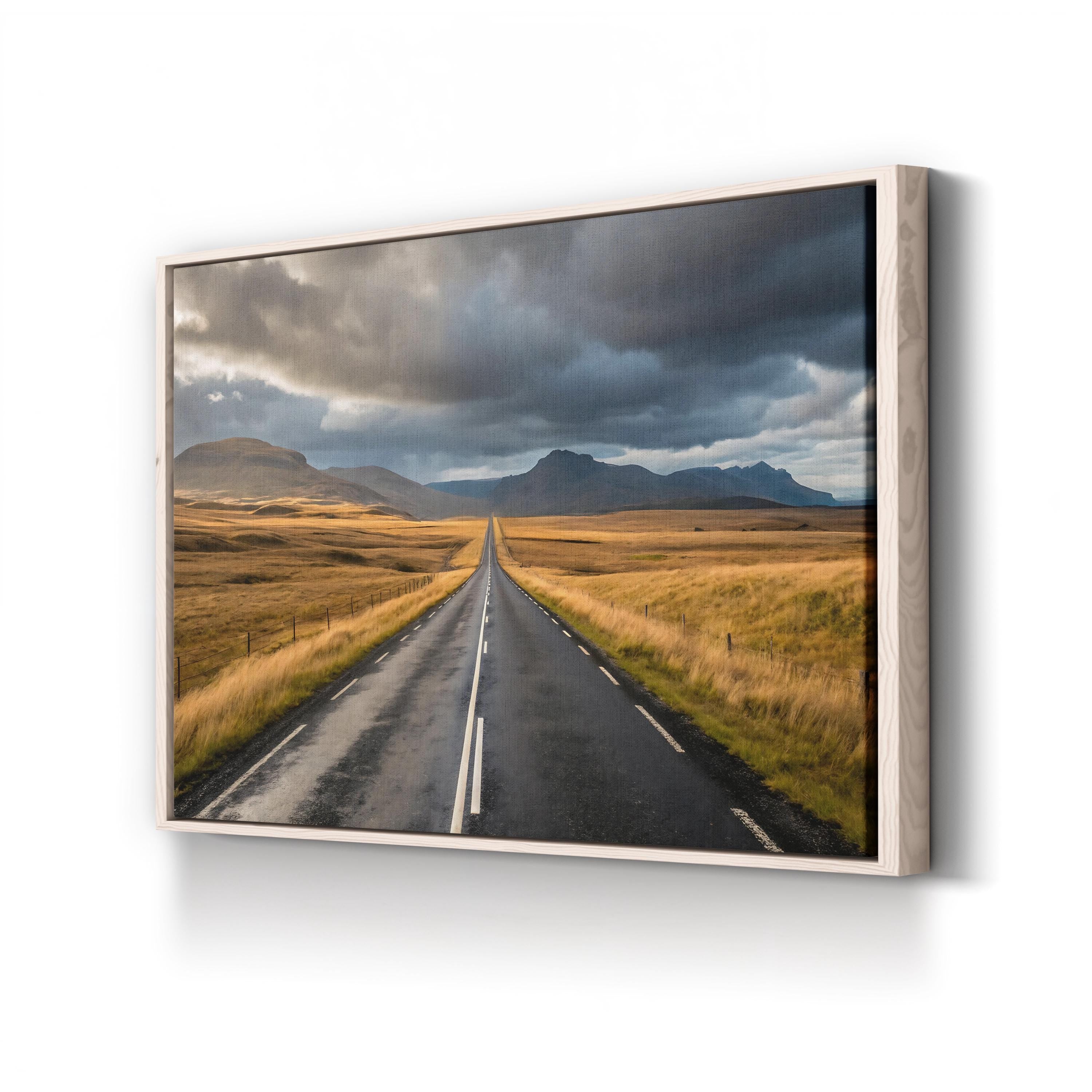 Iceland Open Road – Vintage Photography Wall Art | Scenic Landscape Canvas Print