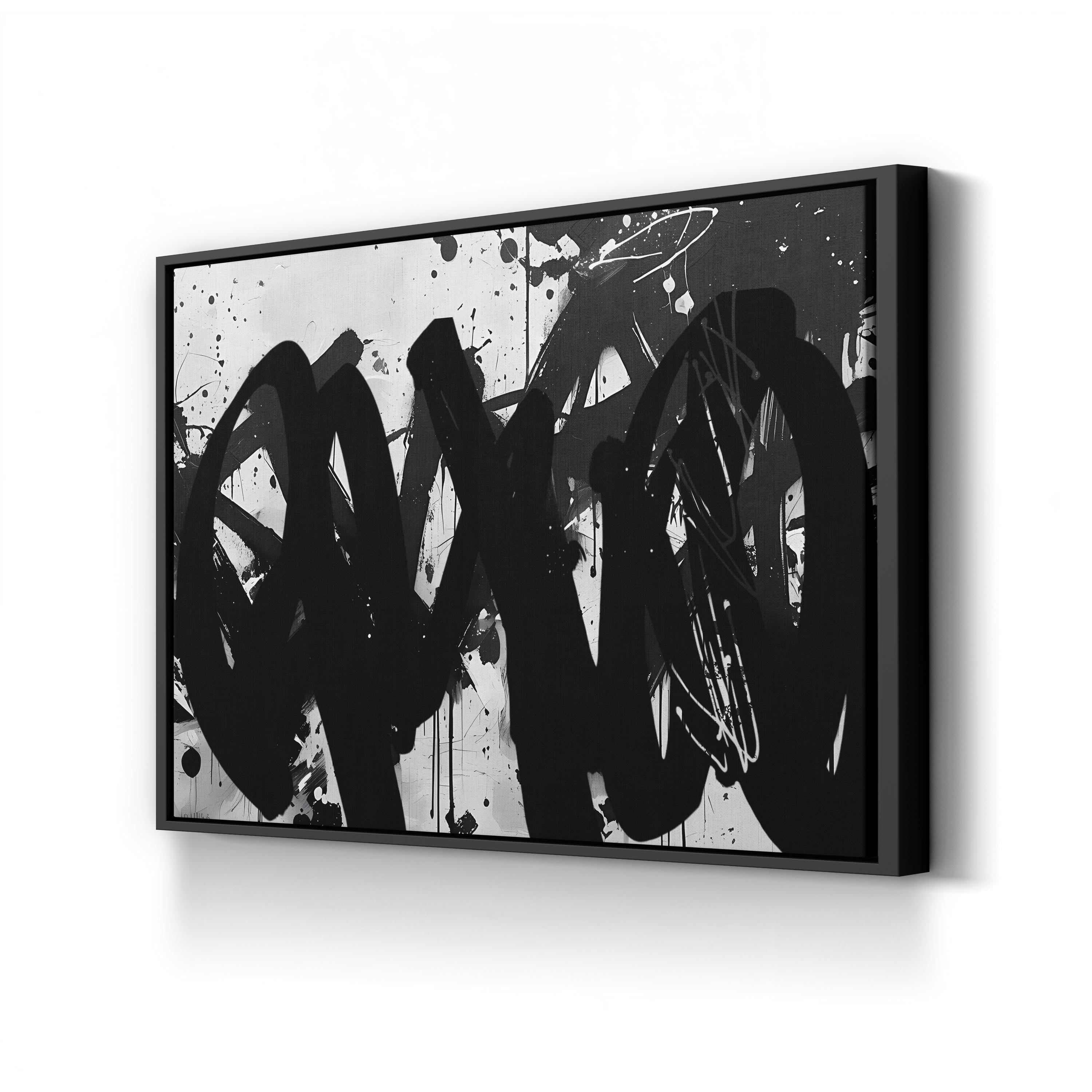Abstract Black and White Brushwork – Period Illustration Wall Art | Modern Minimalist Canvas Print