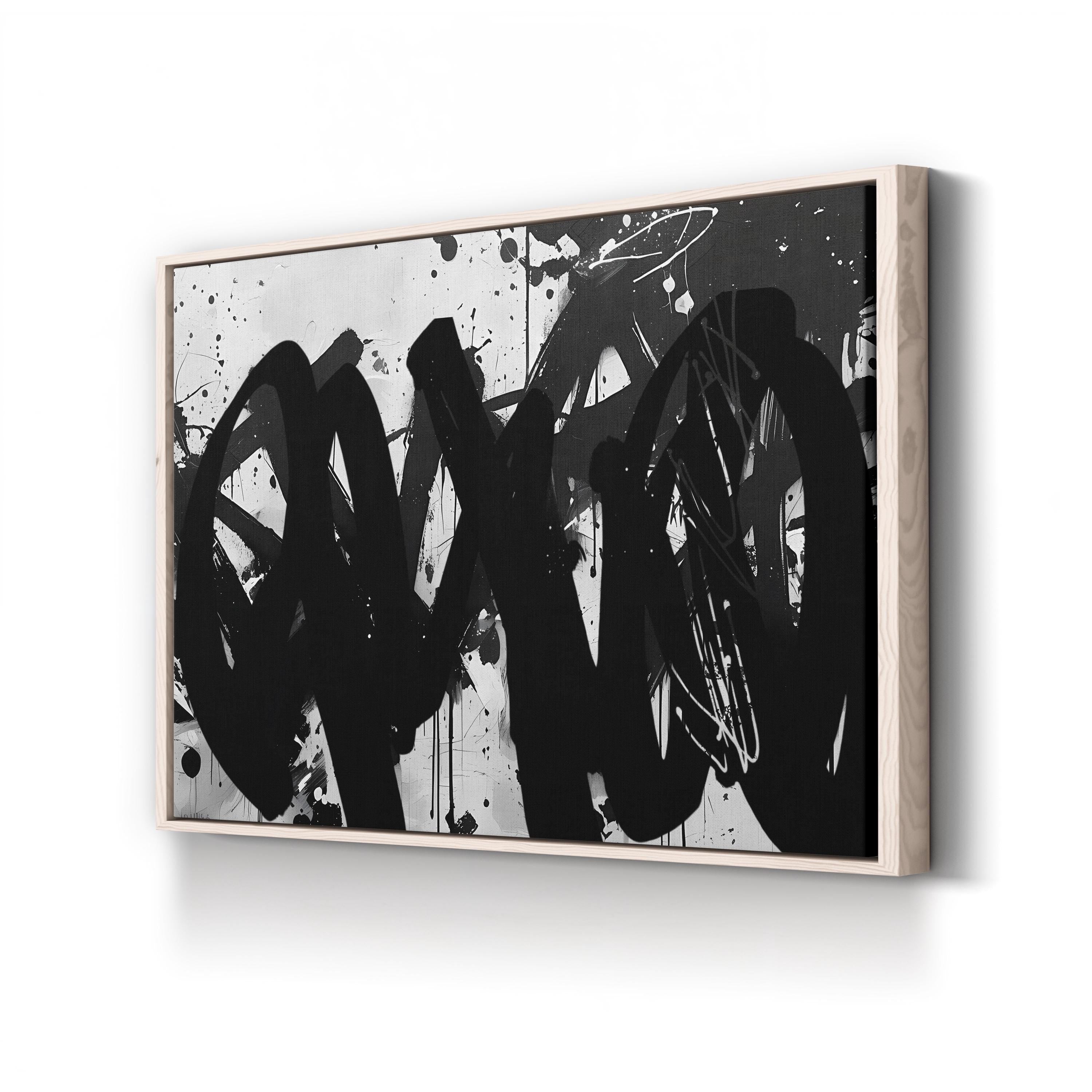 Abstract Black and White Brushwork – Period Illustration Wall Art | Modern Minimalist Canvas Print