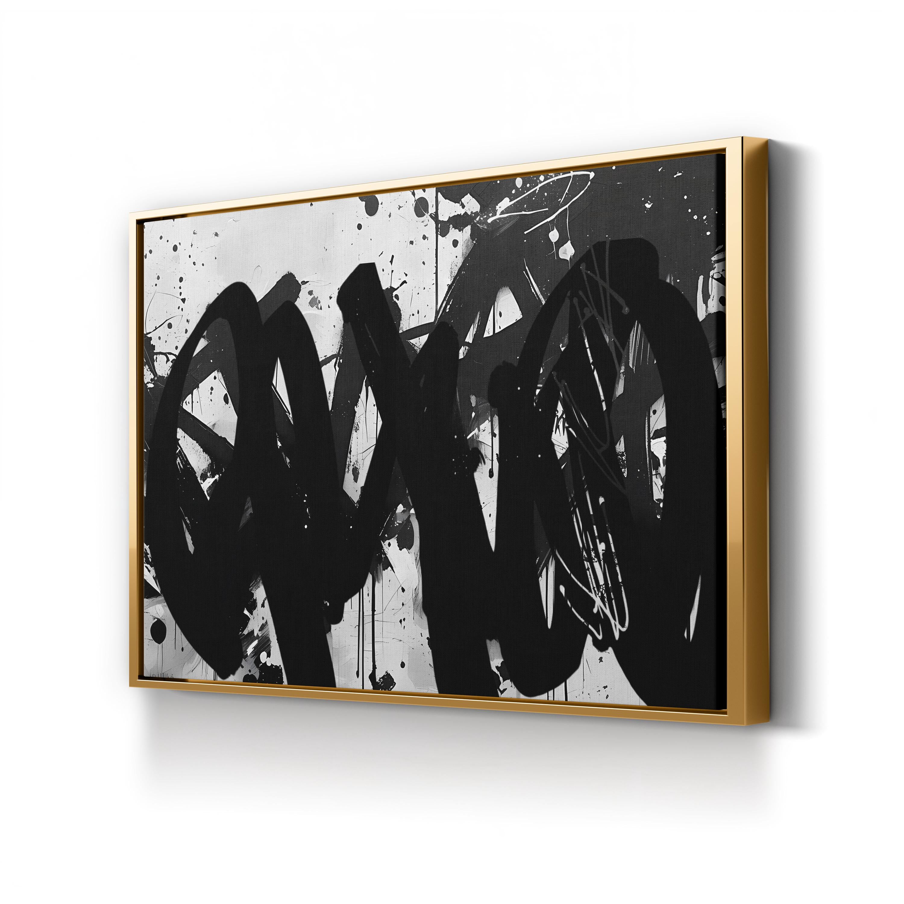 Abstract Black and White Brushwork – Period Illustration Wall Art | Modern Minimalist Canvas Print