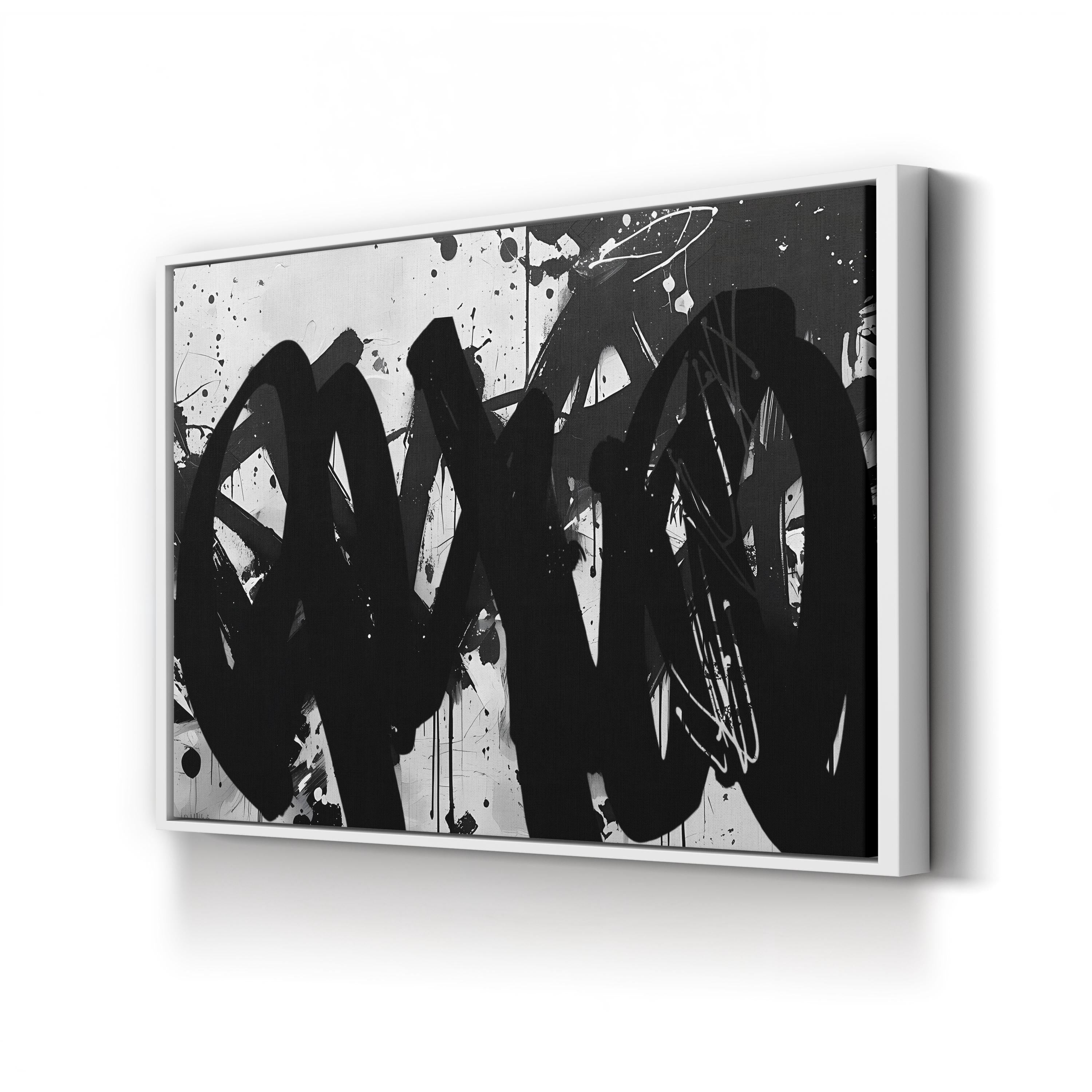 Abstract Black and White Brushwork – Period Illustration Wall Art | Modern Minimalist Canvas Print