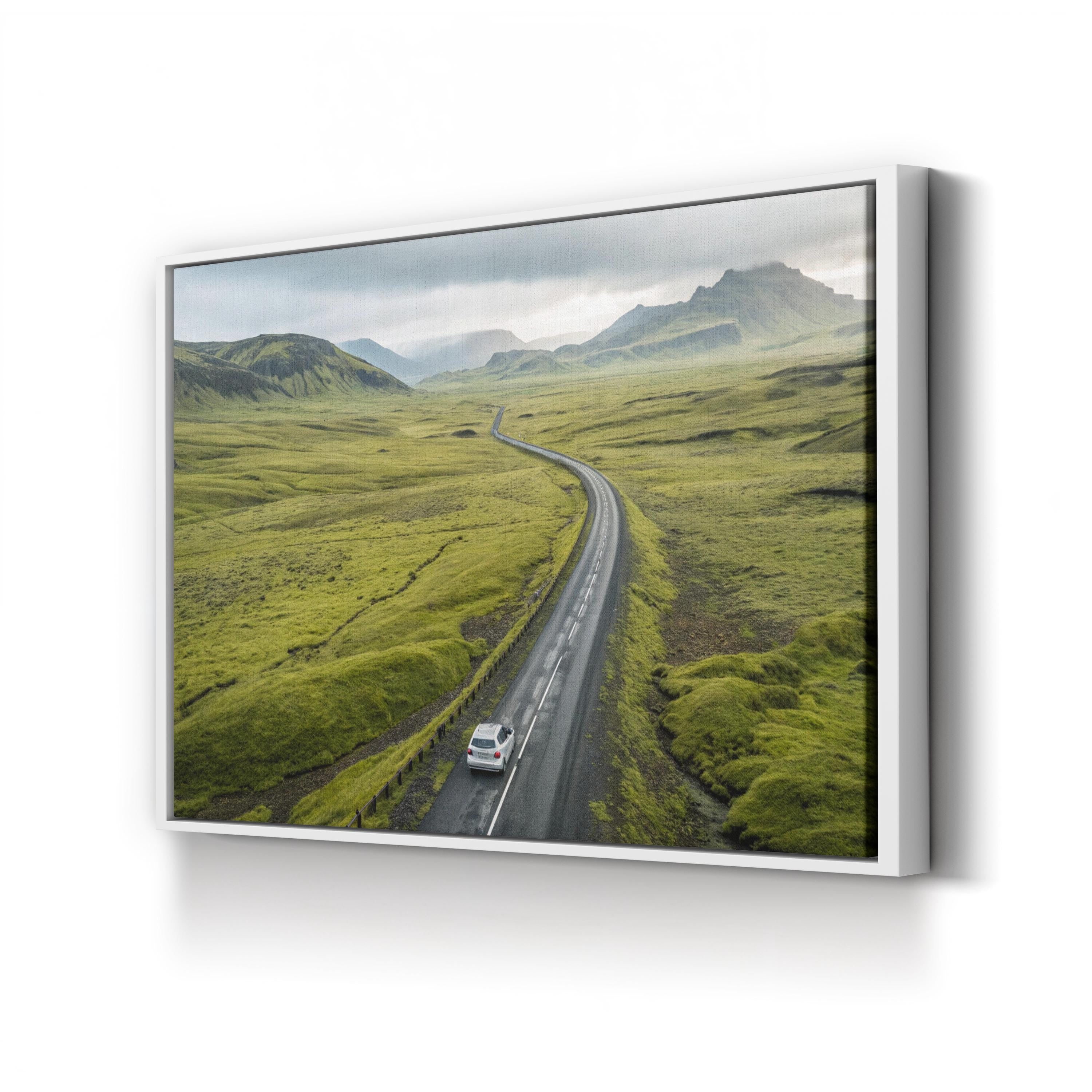Iceland Green Valley Road – Vintage Photography Wall Art | Scenic Landscape Canvas Print