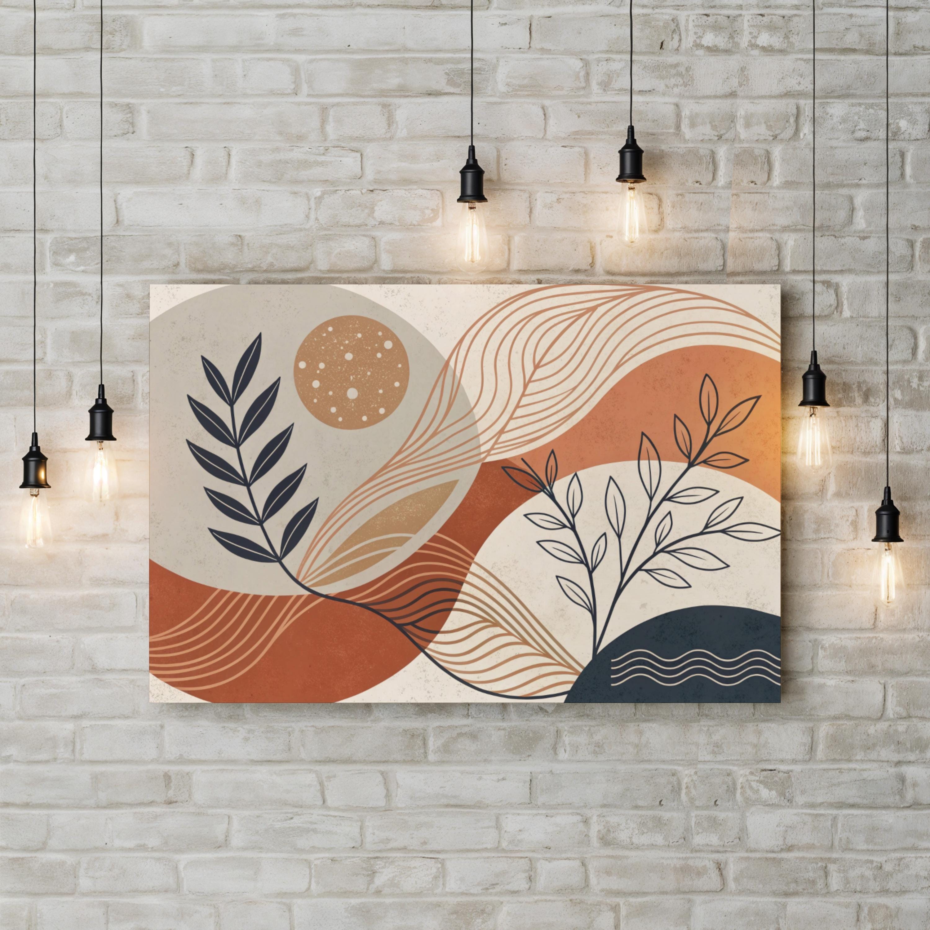 Boho Abstract Botanicals – Period Illustration Wall Art | Modern Living Room Canvas Print