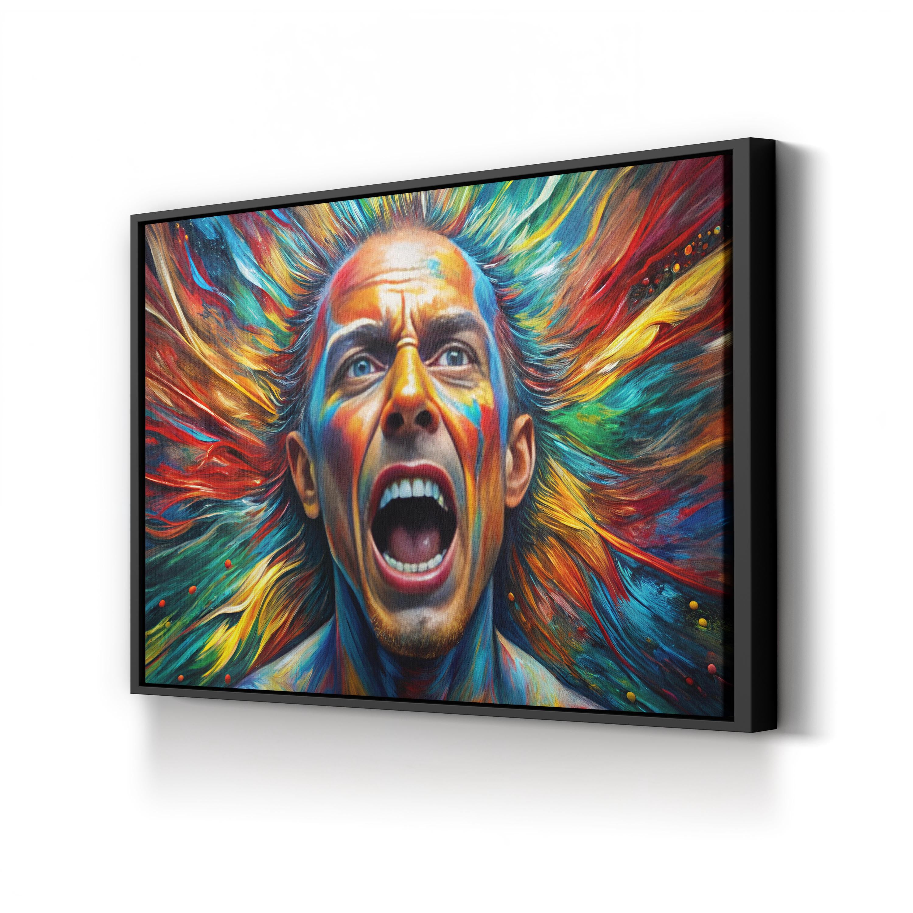 Colorful Horror Scream – Period Illustration Wall Art | Expressionist Portrait Canvas Print