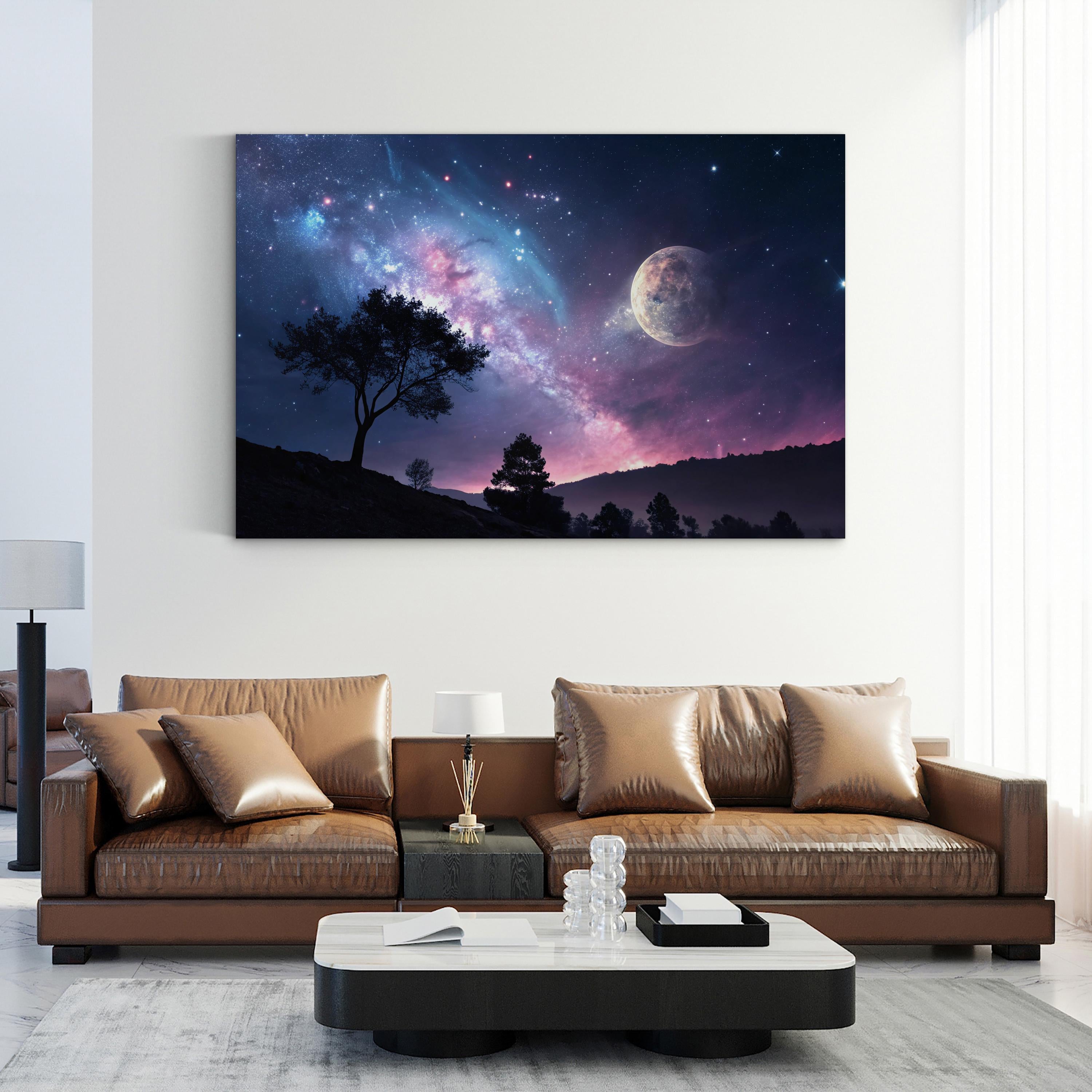 Abstract Galaxy at Twilight – Period Illustration Wall Art | Cosmic Color Canvas Print