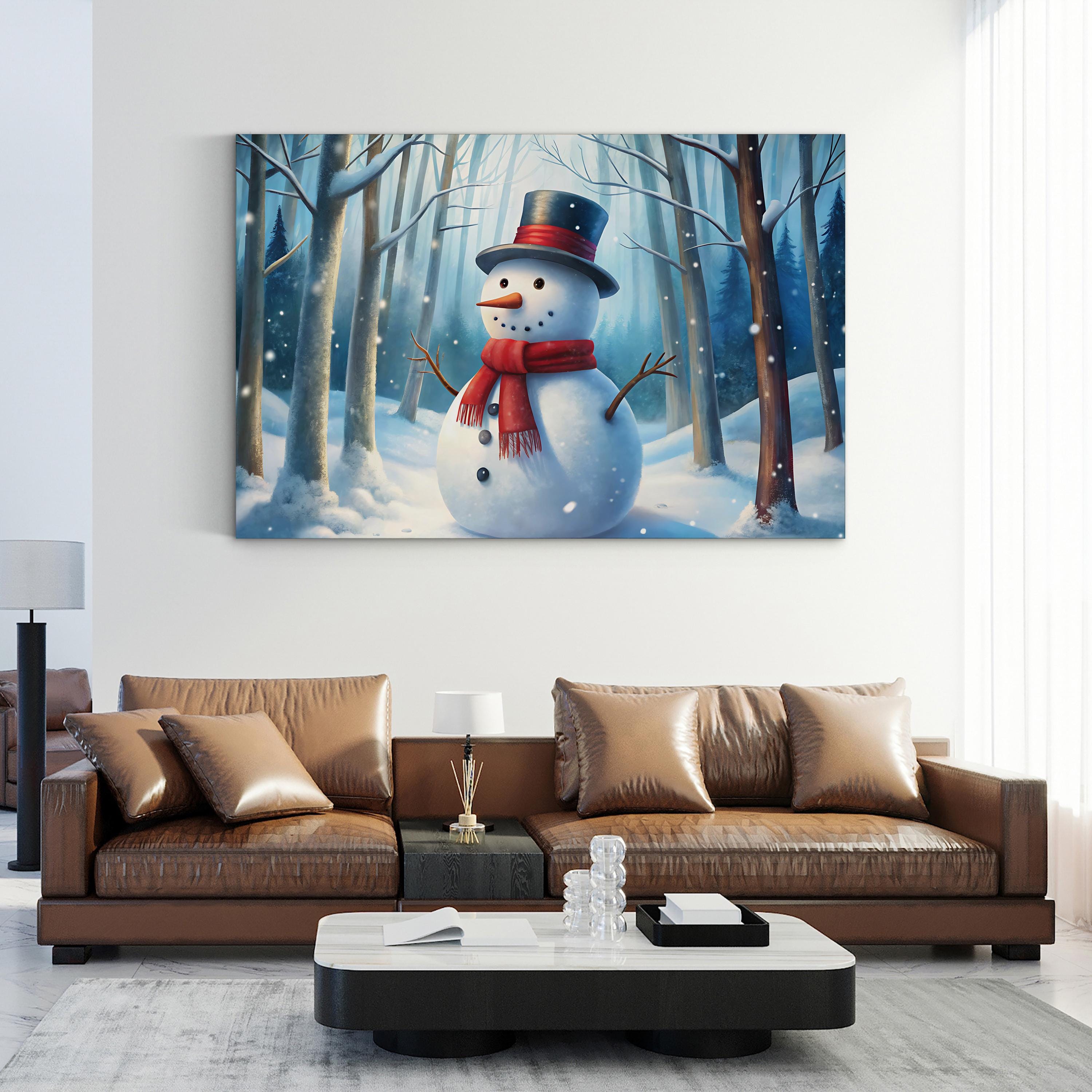 Festive Snowman – Period Illustration Wall Art | Winter Holiday Canvas Print