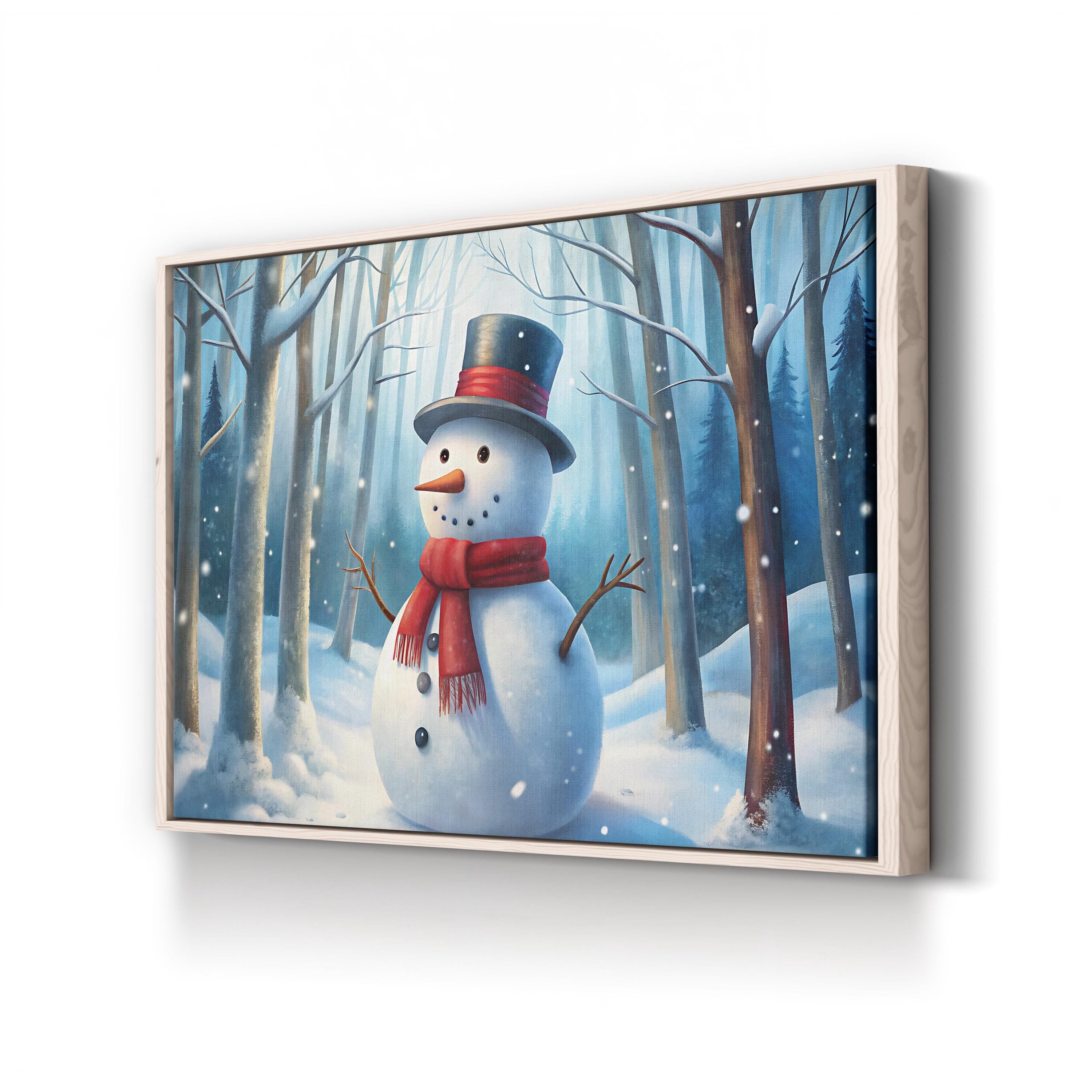 Festive Snowman – Period Illustration Wall Art | Winter Holiday Canvas Print