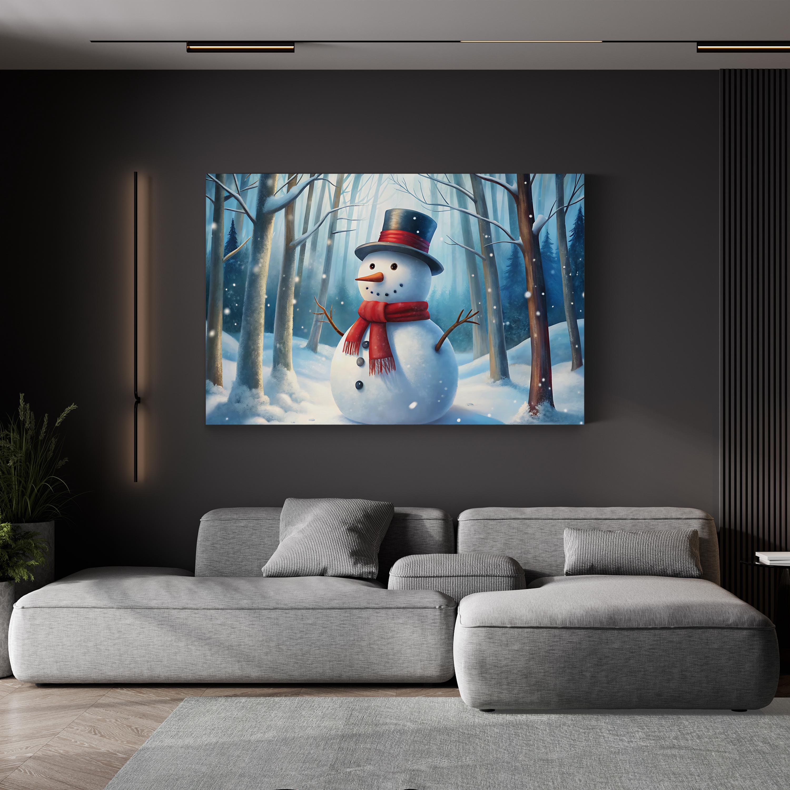 Festive Snowman – Period Illustration Wall Art | Winter Holiday Canvas Print