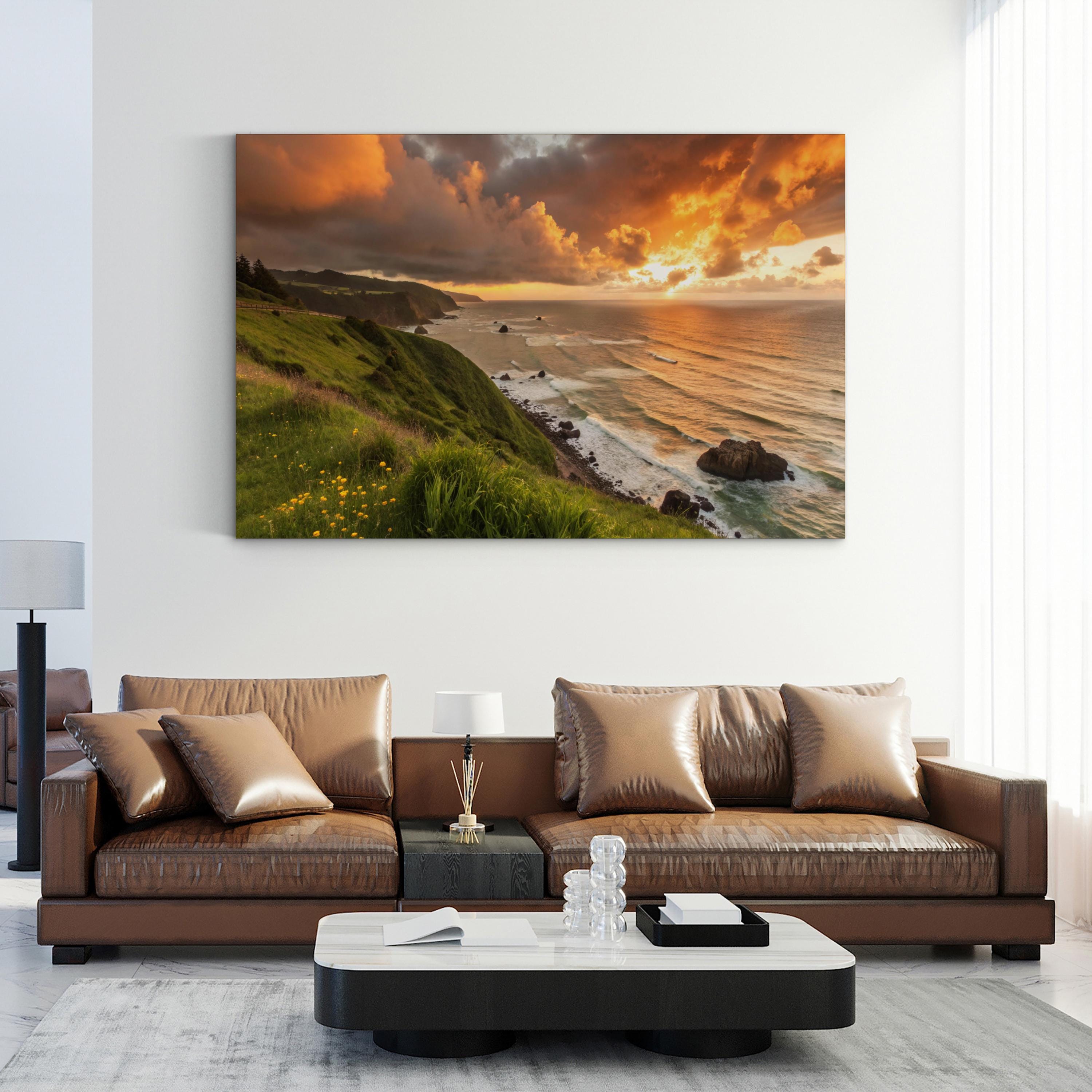Pacifica Sunset Coastline – Vintage Photography Wall Art | Coastal Ocean Canvas Print