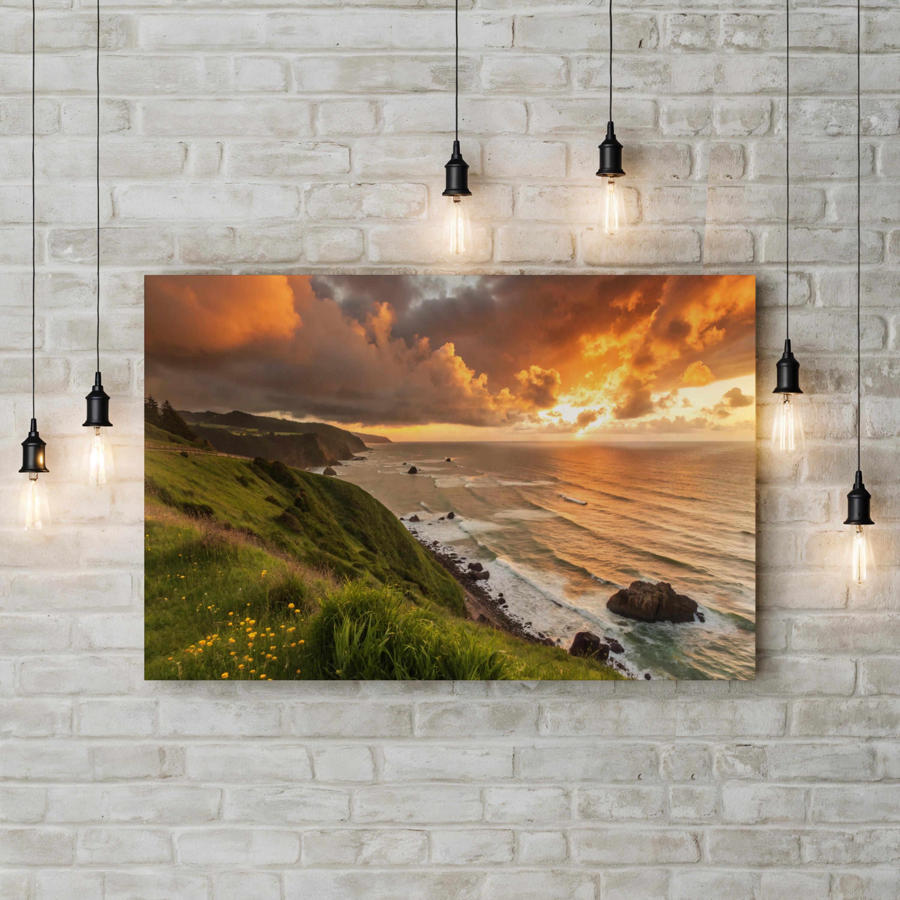 Pacifica Sunset Coastline – Vintage Photography Wall Art | Coastal Ocean Canvas Print