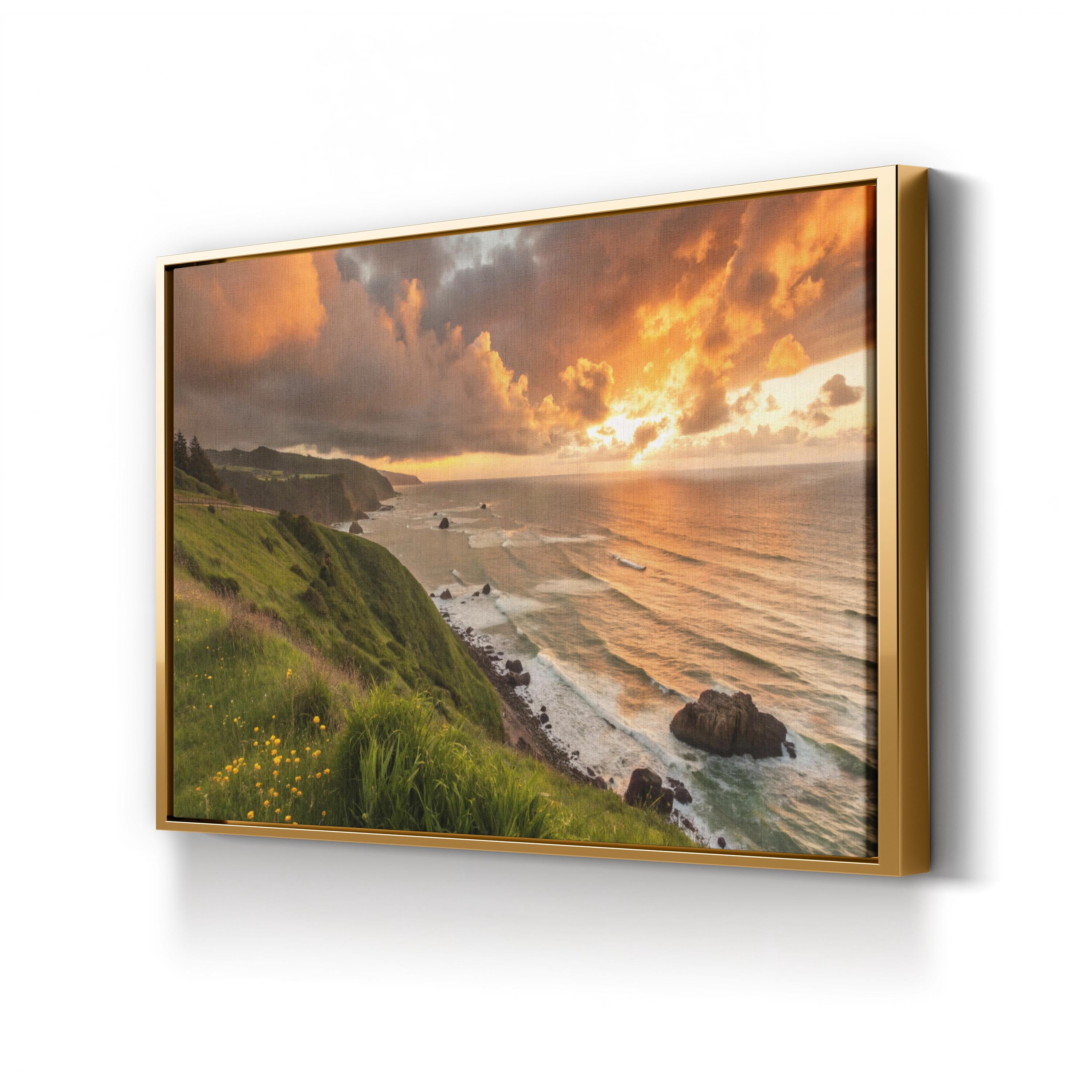 Pacifica Sunset Coastline – Vintage Photography Wall Art | Coastal Ocean Canvas Print