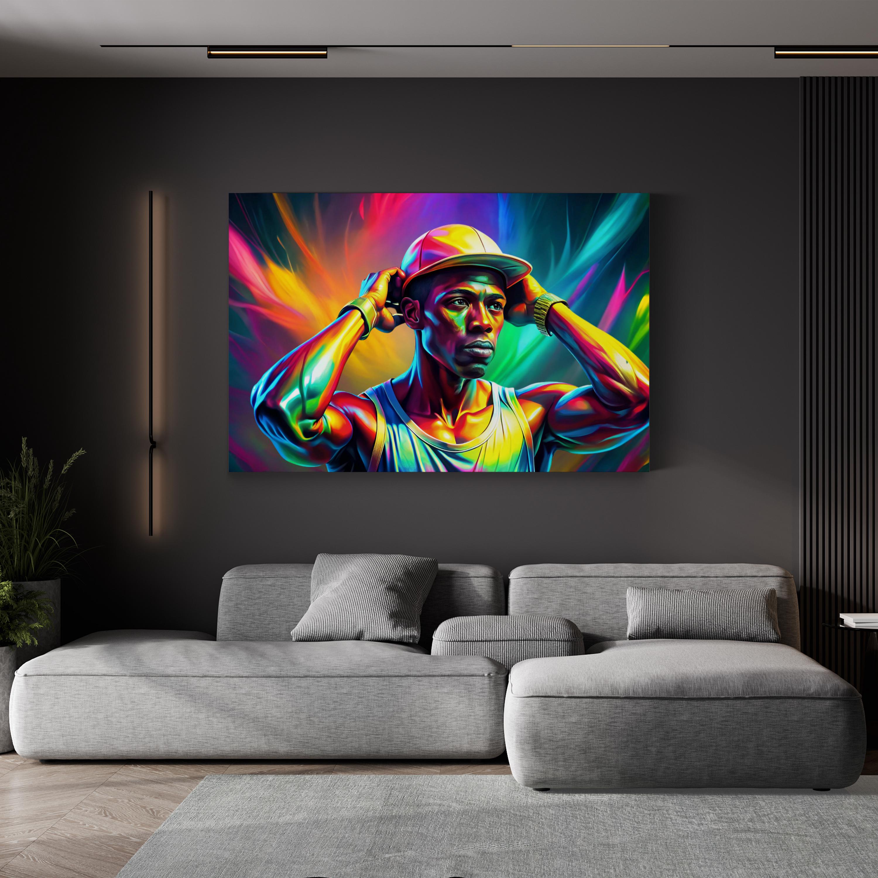 FLEXIN Neon Athlete – Period Illustration Wall Art | Motivational Canvas Print