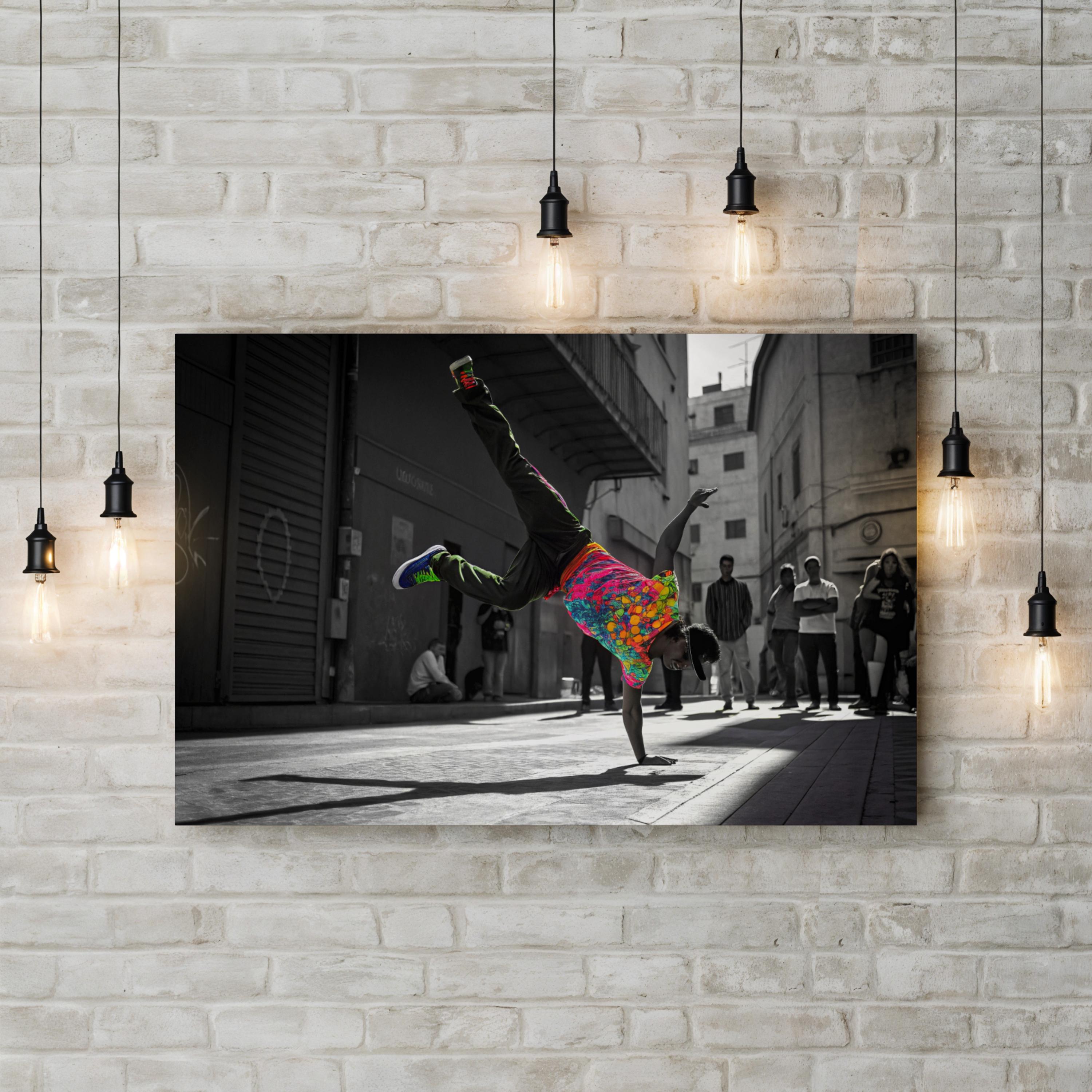 Breakdancer Urban – Period Illustration Wall Art | Street Art Canvas Print