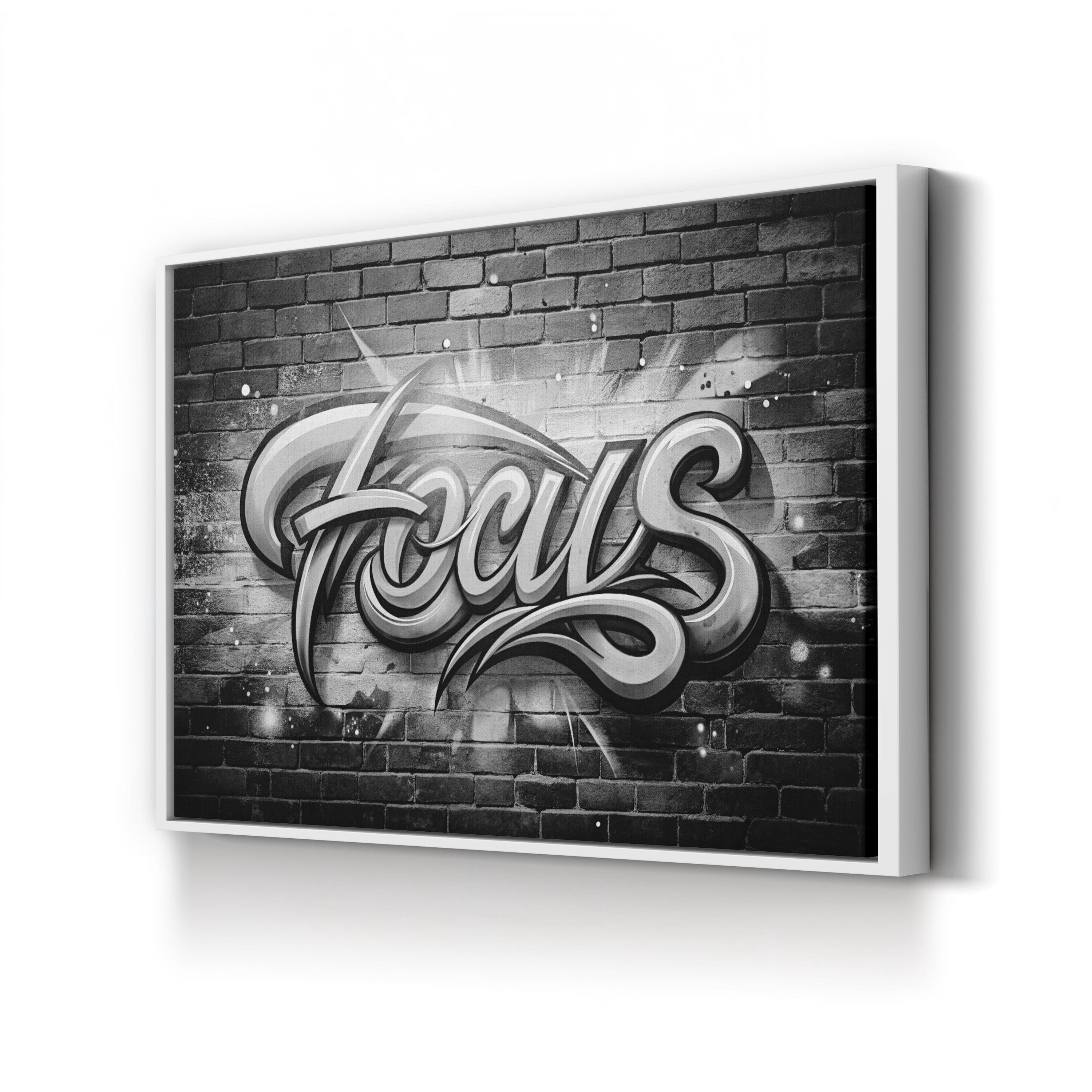 Focus Calligraphy Canvas Art – Black and White Motivational Print
