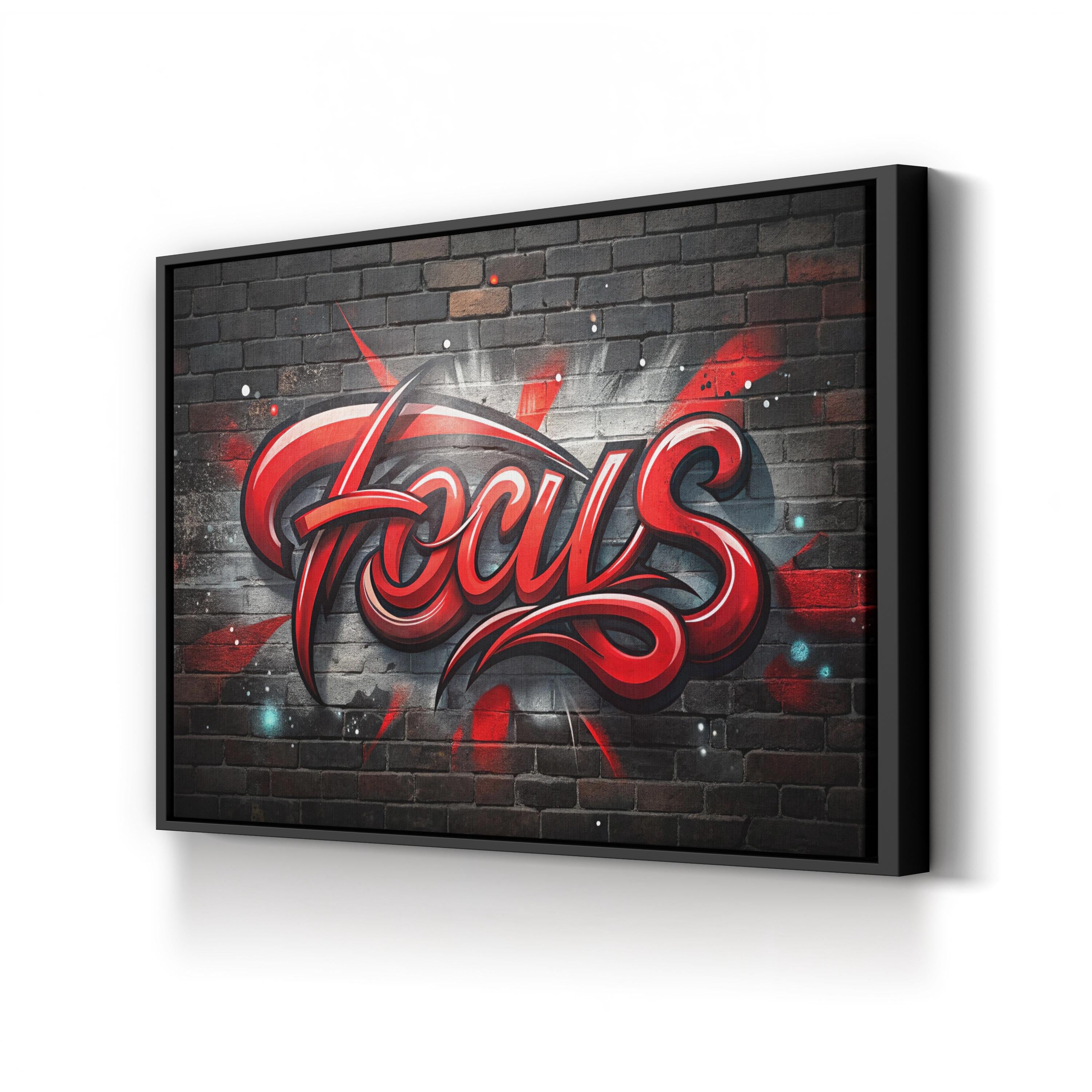 Focus Calligraphy Red Canvas Art Print – Contemporary Motivational Typography Wall Art