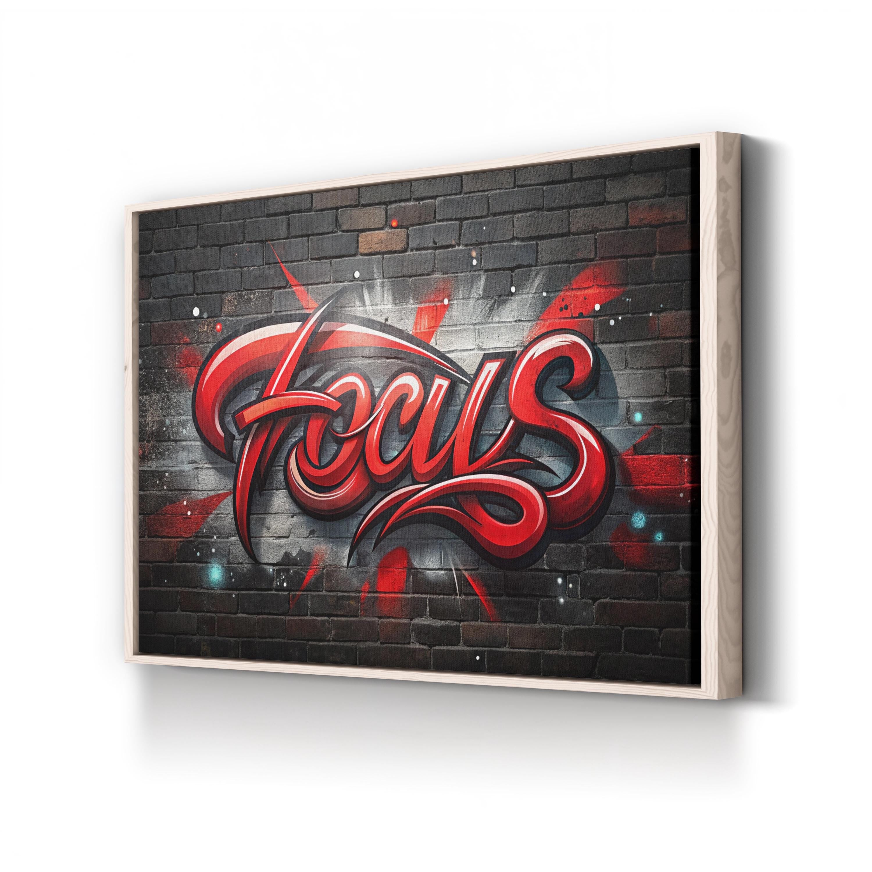 Focus Calligraphy Red Canvas Art Print – Contemporary Motivational Typography Wall Art