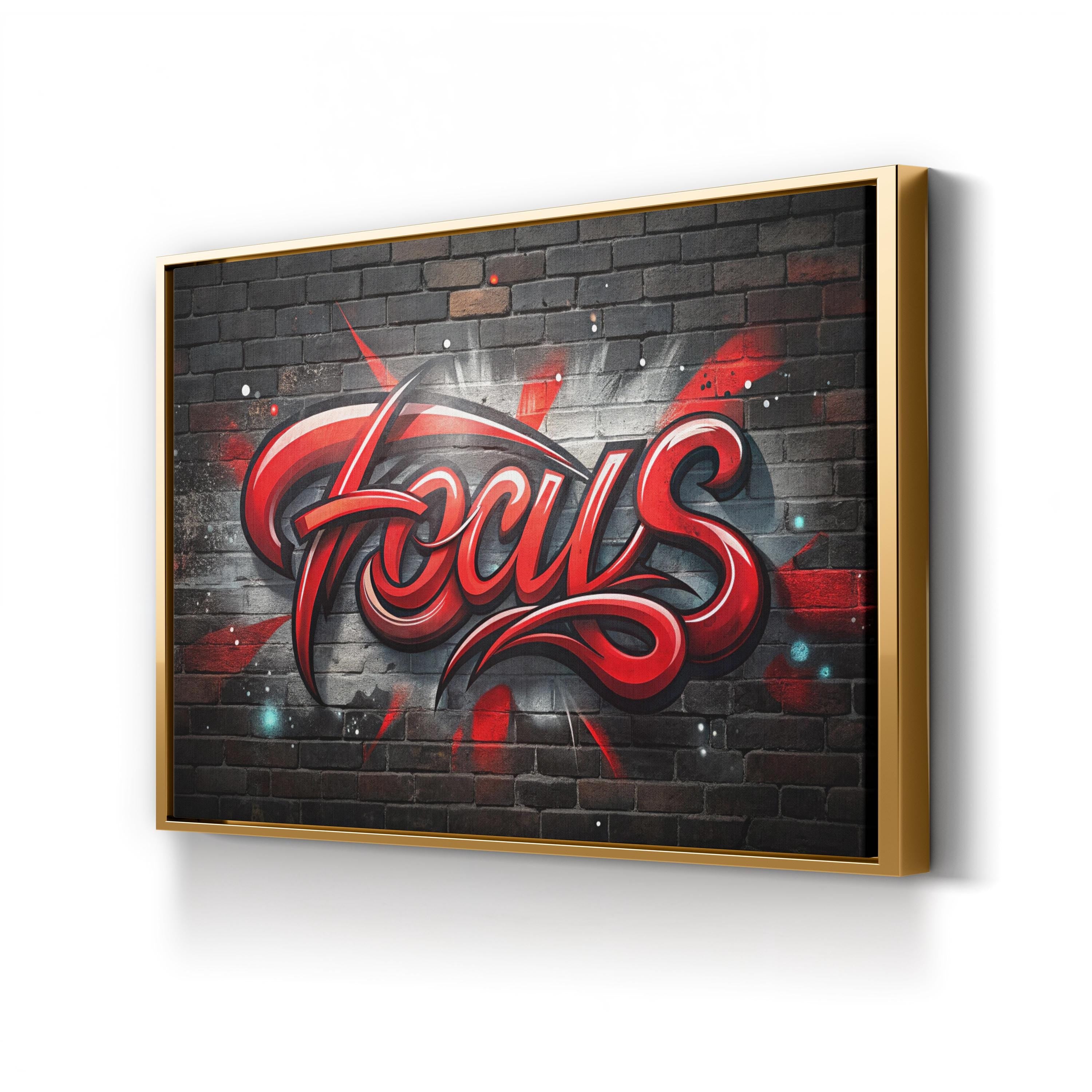 Focus Calligraphy Red Canvas Art Print – Contemporary Motivational Typography Wall Art