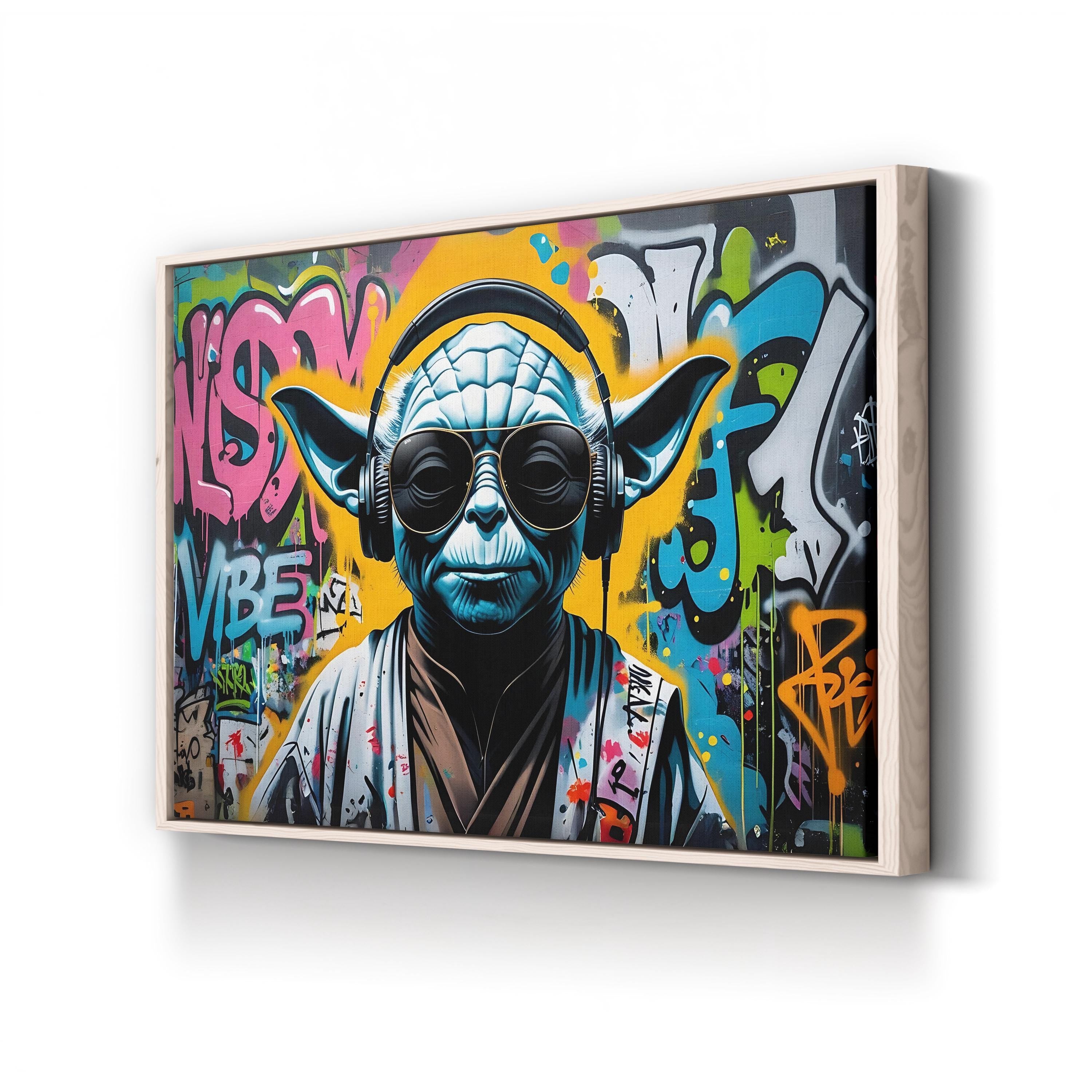 Graffiti Alien DJ – Period Illustration Wall Art | Street Art Canvas Print