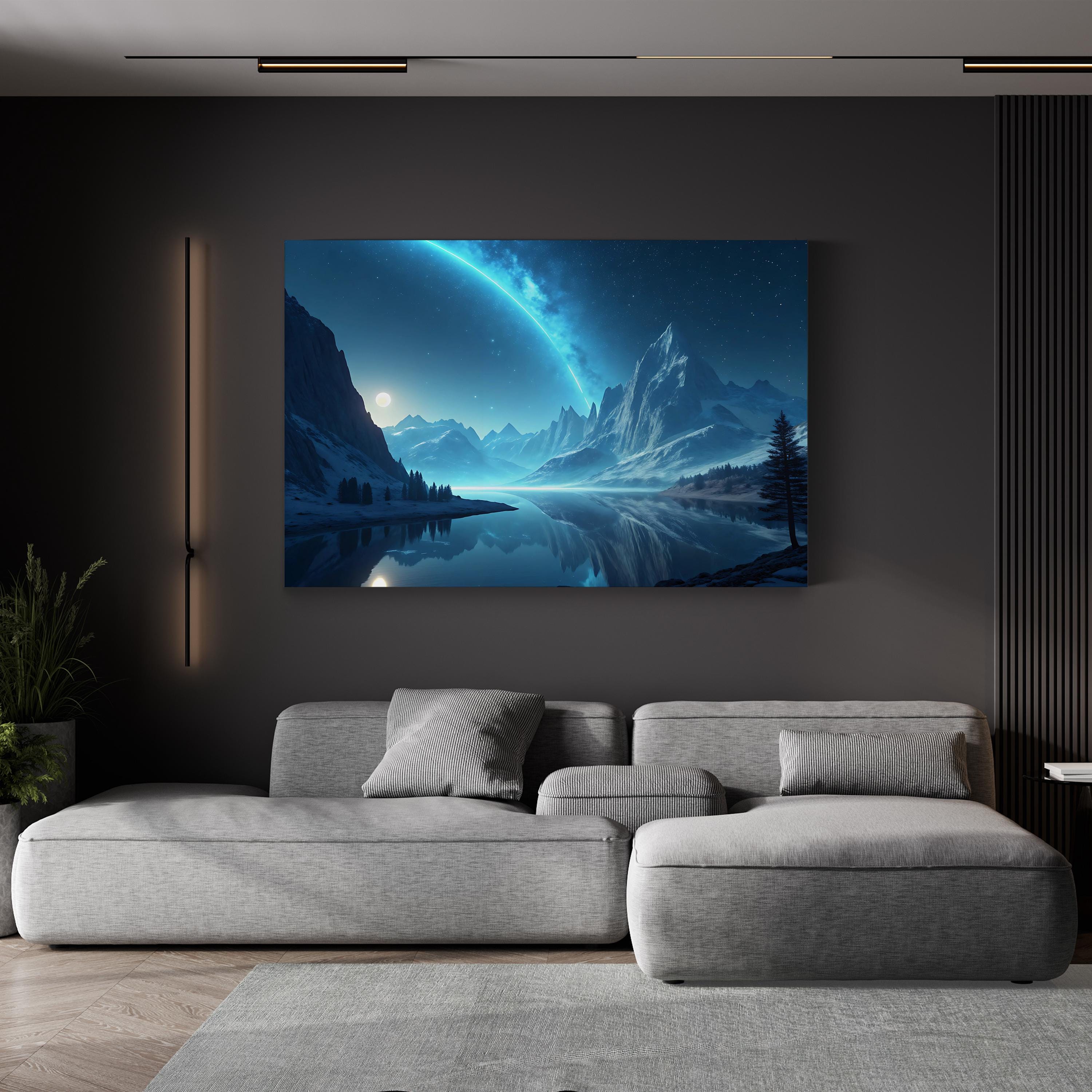 Bioluminescence Frozen Landscape – Period Illustration Wall Art | Abstract Ice Canvas Print