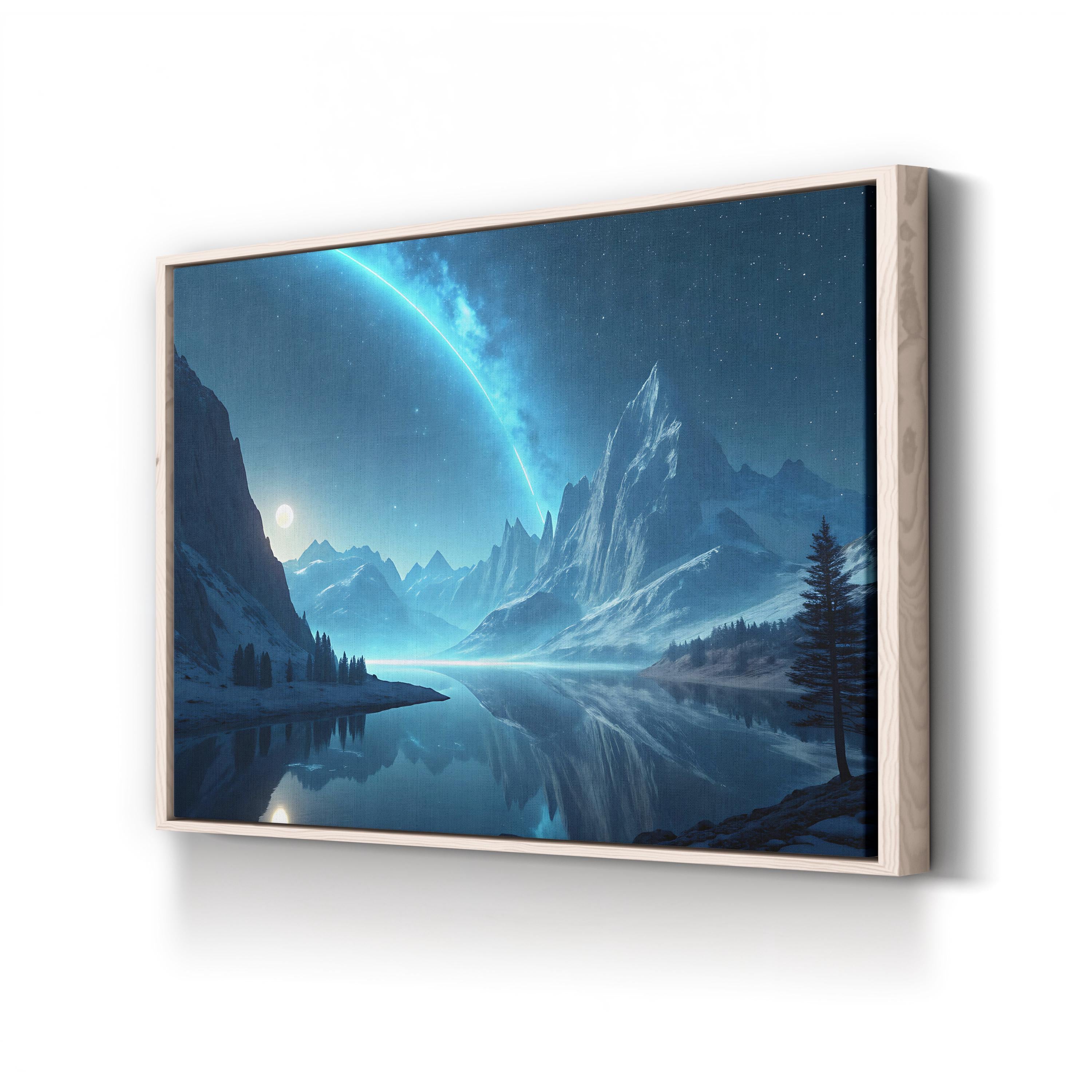 Bioluminescence Frozen Landscape – Period Illustration Wall Art | Abstract Ice Canvas Print