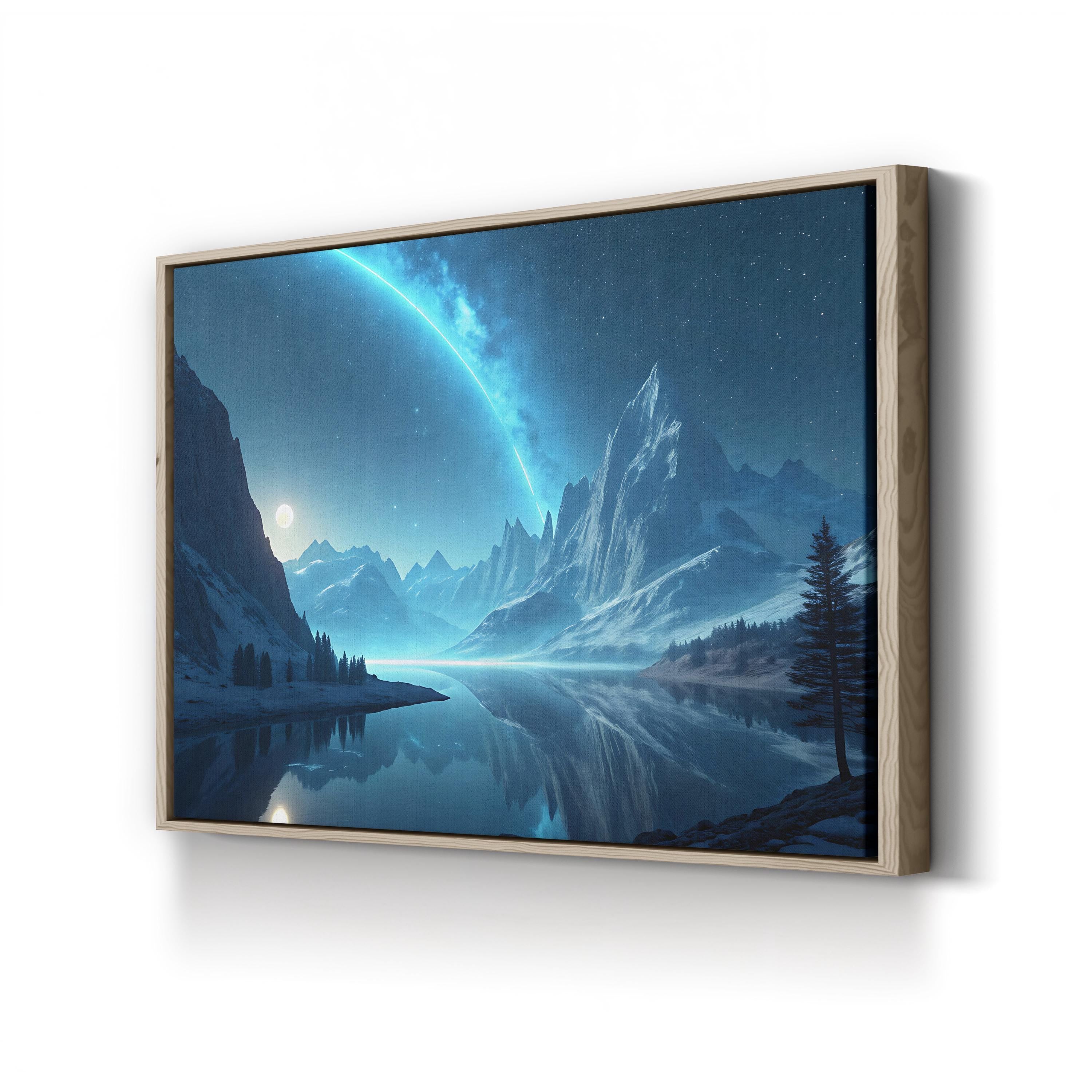 Bioluminescence Frozen Landscape – Period Illustration Wall Art | Abstract Ice Canvas Print