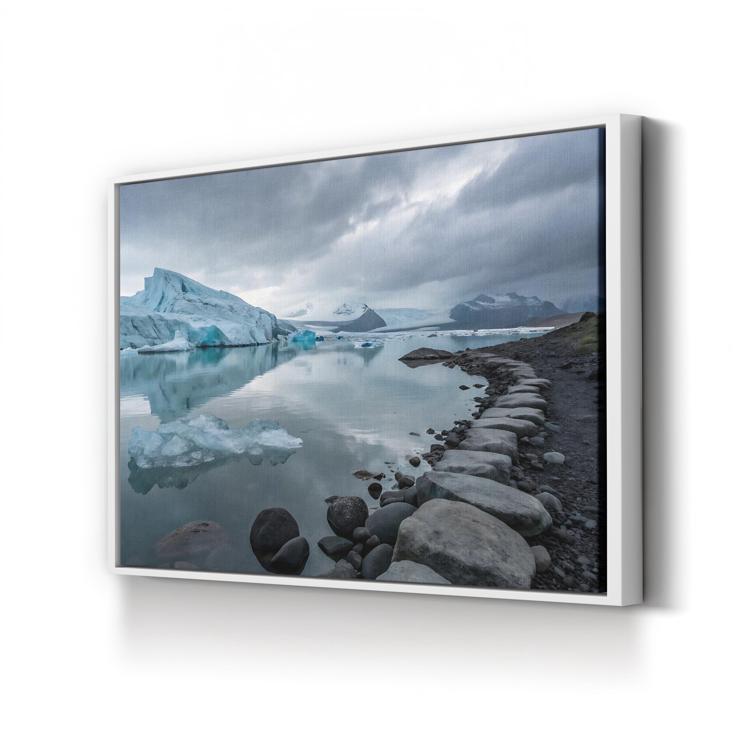 Icelandic Winter Serenity – Vintage Photography Wall Art | Snowy Landscape Canvas Print