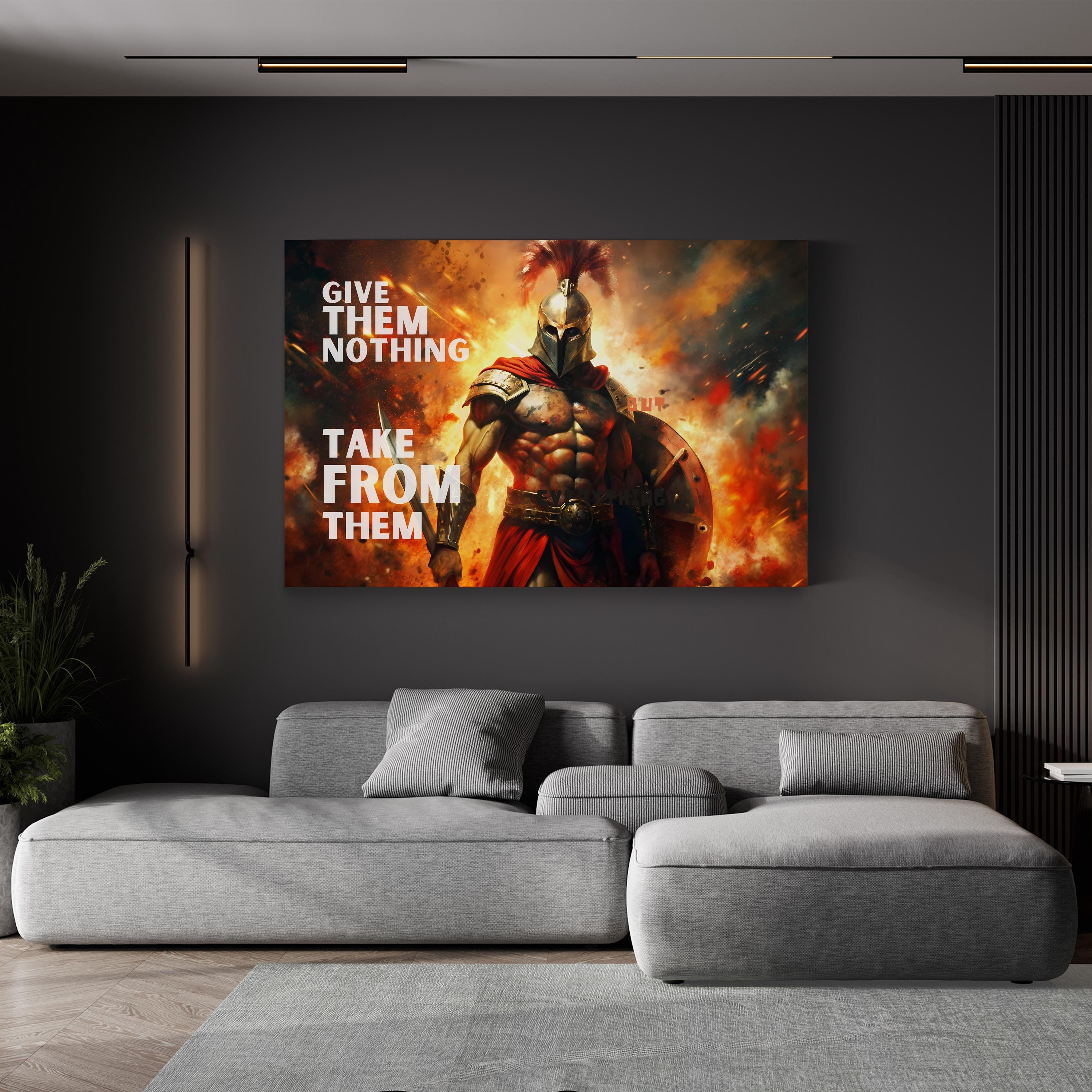 Spartan Warrior – Period Illustration Wall Art | Motivational Gym Canvas Print