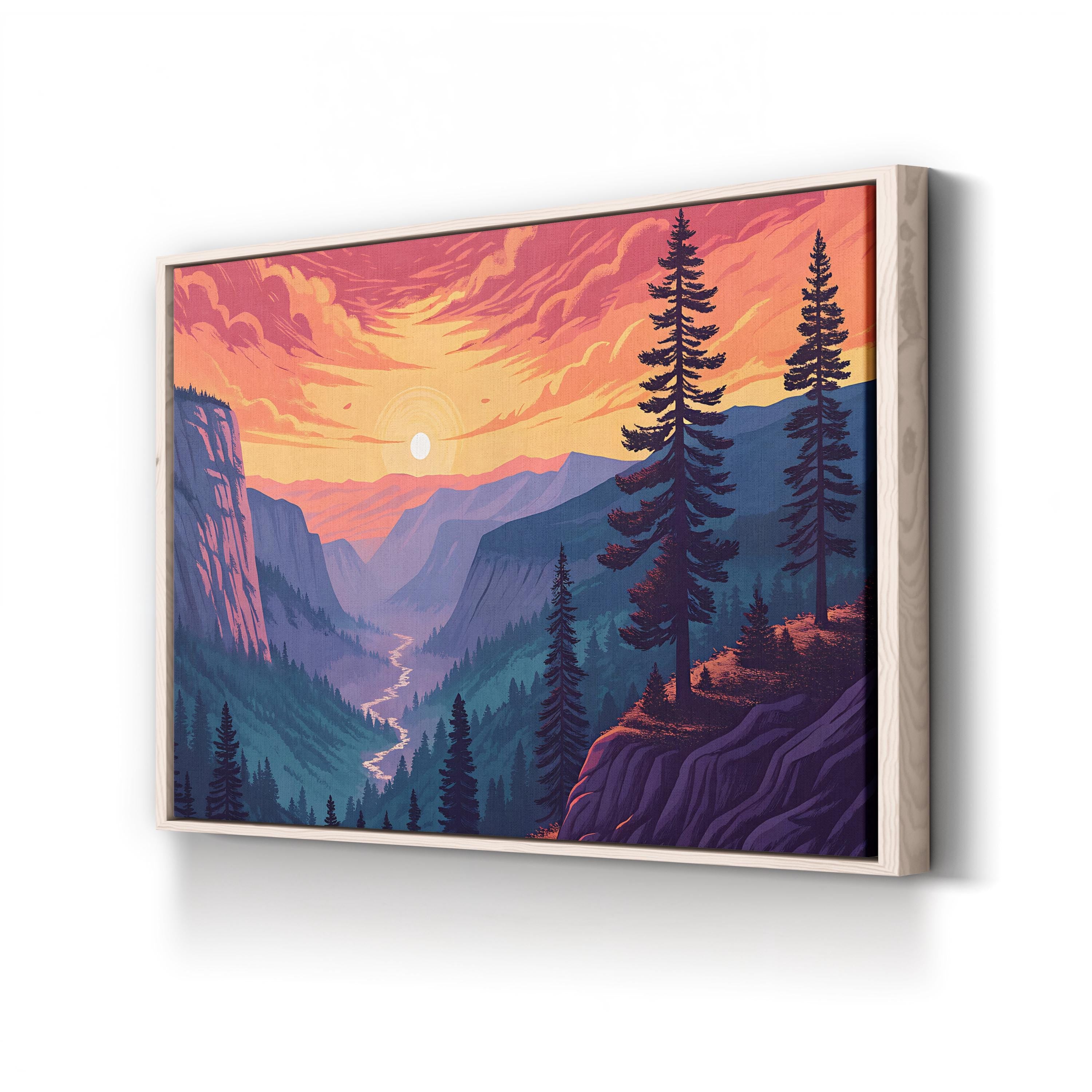 Yosemite Glacier Point – Period Illustration Wall Art | Scenic Landscape Canvas Print