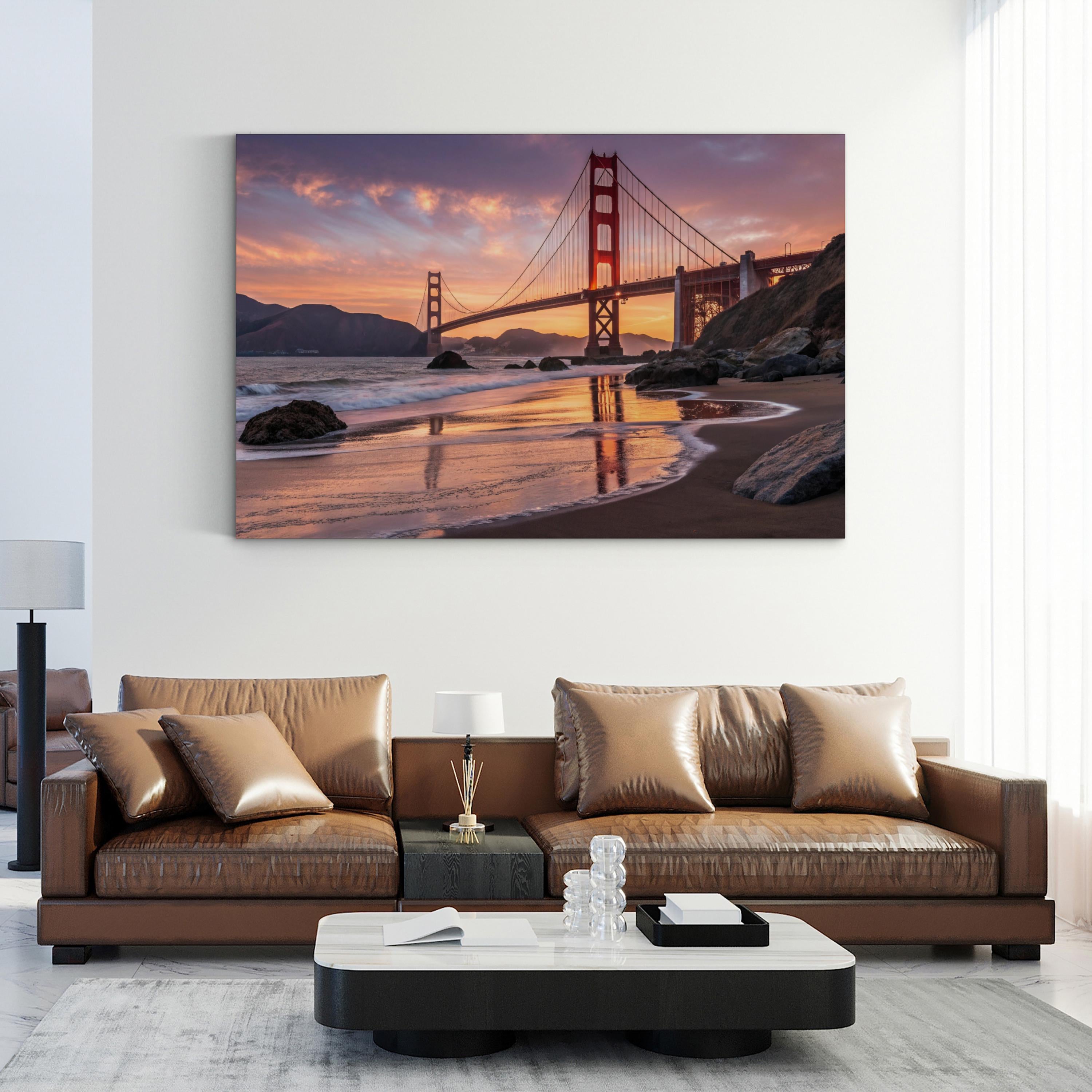 Golden Gate Bridge Sunset — San Francisco, California Coastal Canvas Wall Art