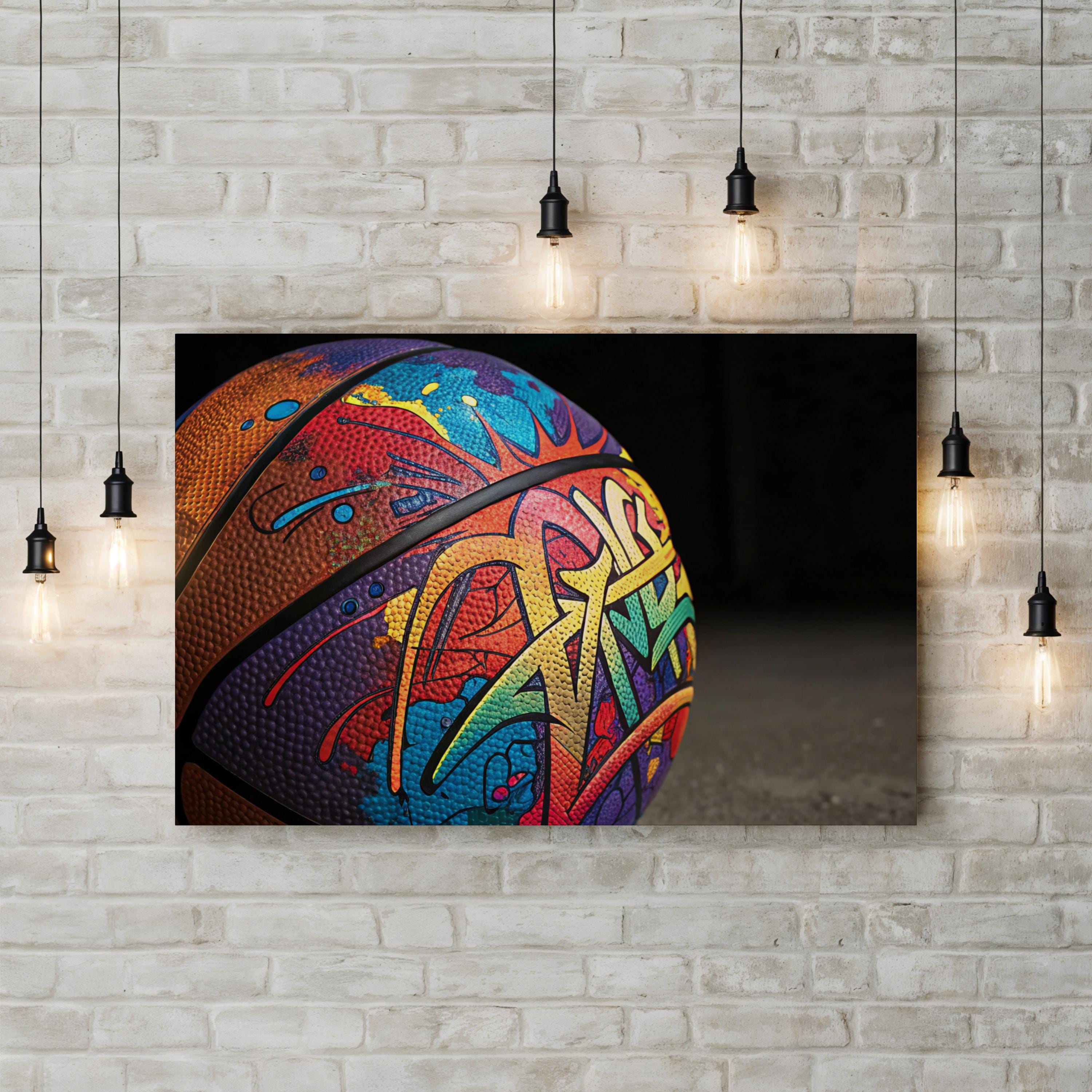 Graffiti Basketball – Period Illustration Wall Art | Urban Street Sports Canvas Print