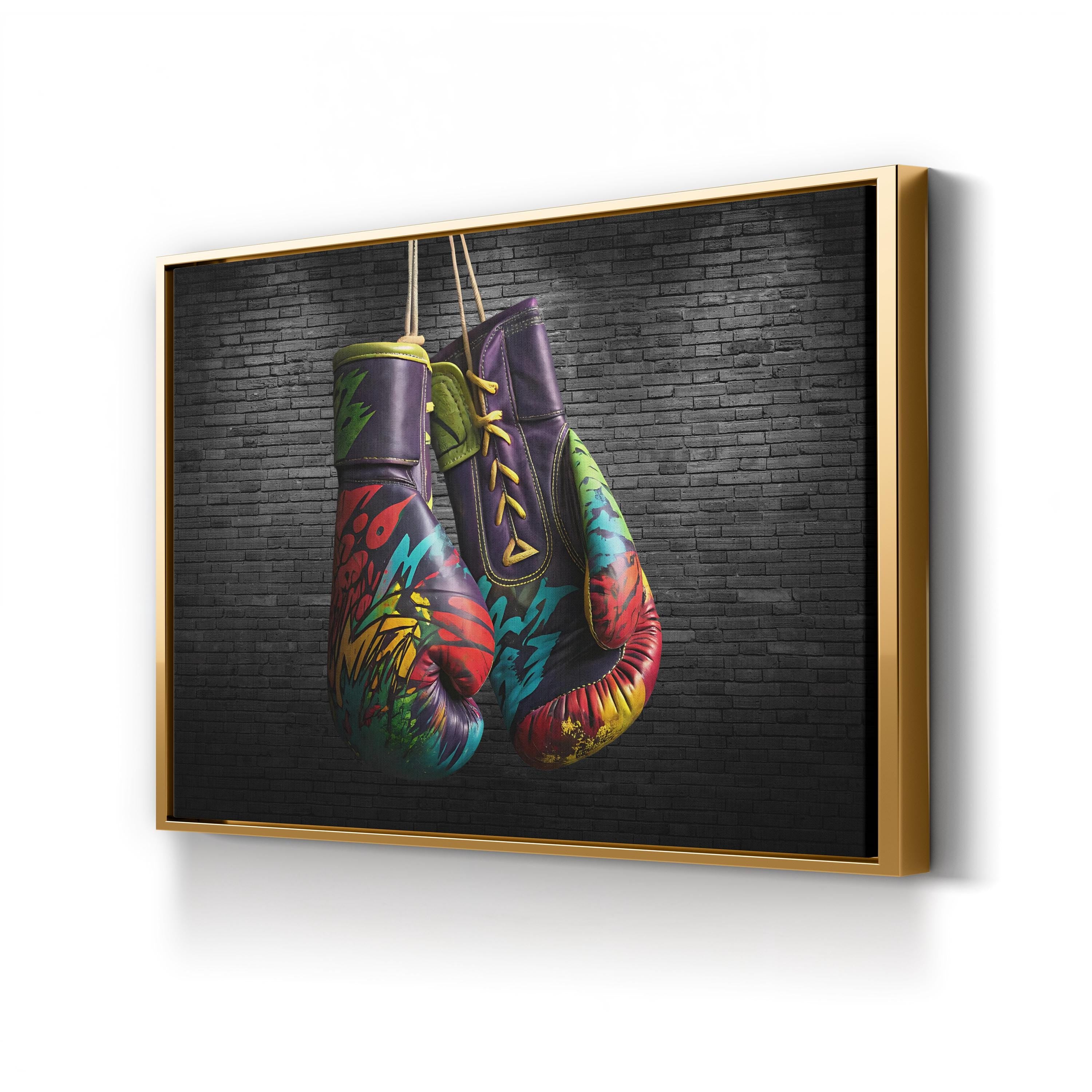 Graffiti Boxing Gloves – Period Illustration Wall Art | Urban Street Canvas Print