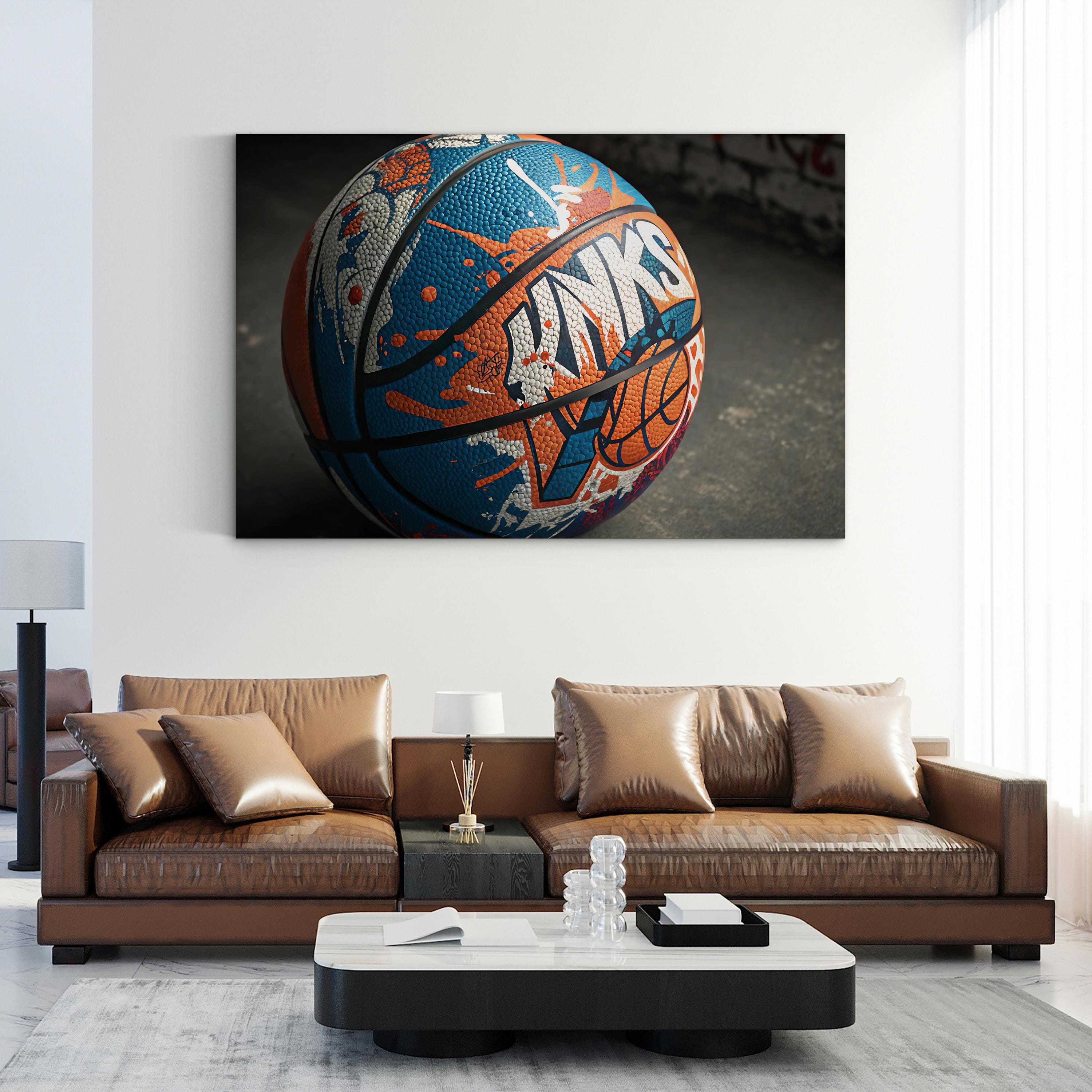 Knicks Graffiti Basketball – Period Illustration Wall Art | New York Sports Canvas Print