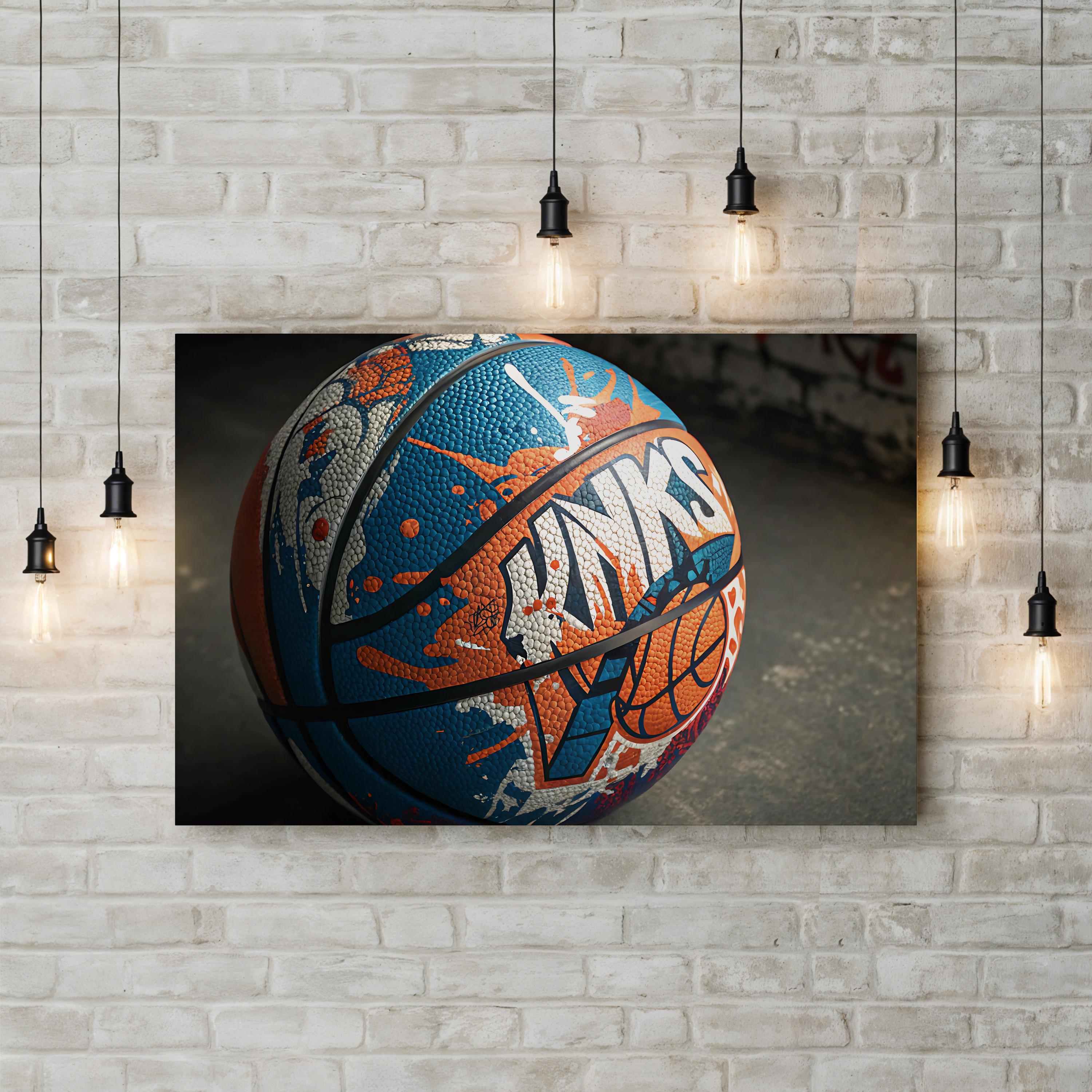 Knicks Graffiti Basketball – Period Illustration Wall Art | New York Sports Canvas Print