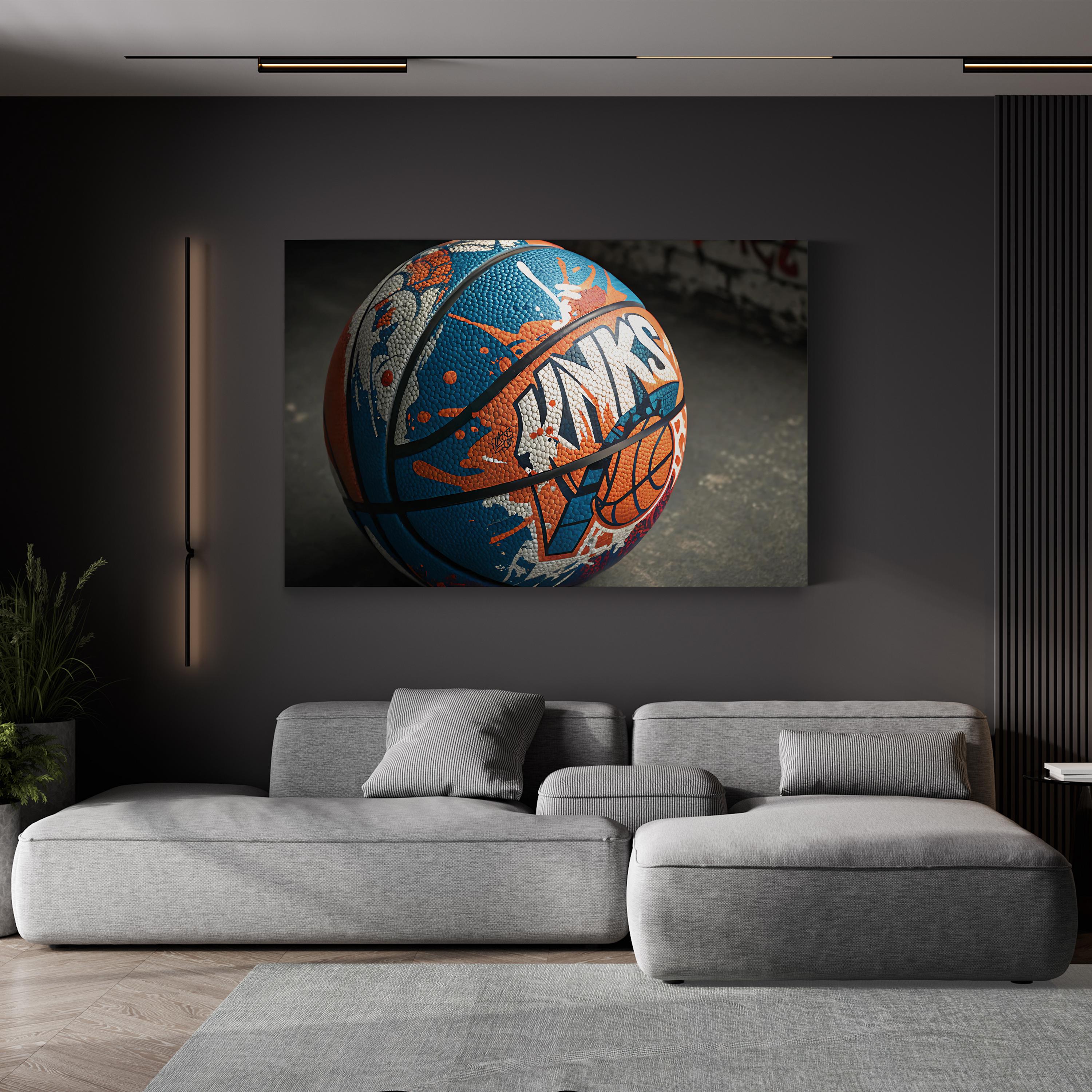Knicks Graffiti Basketball – Period Illustration Wall Art | New York Sports Canvas Print