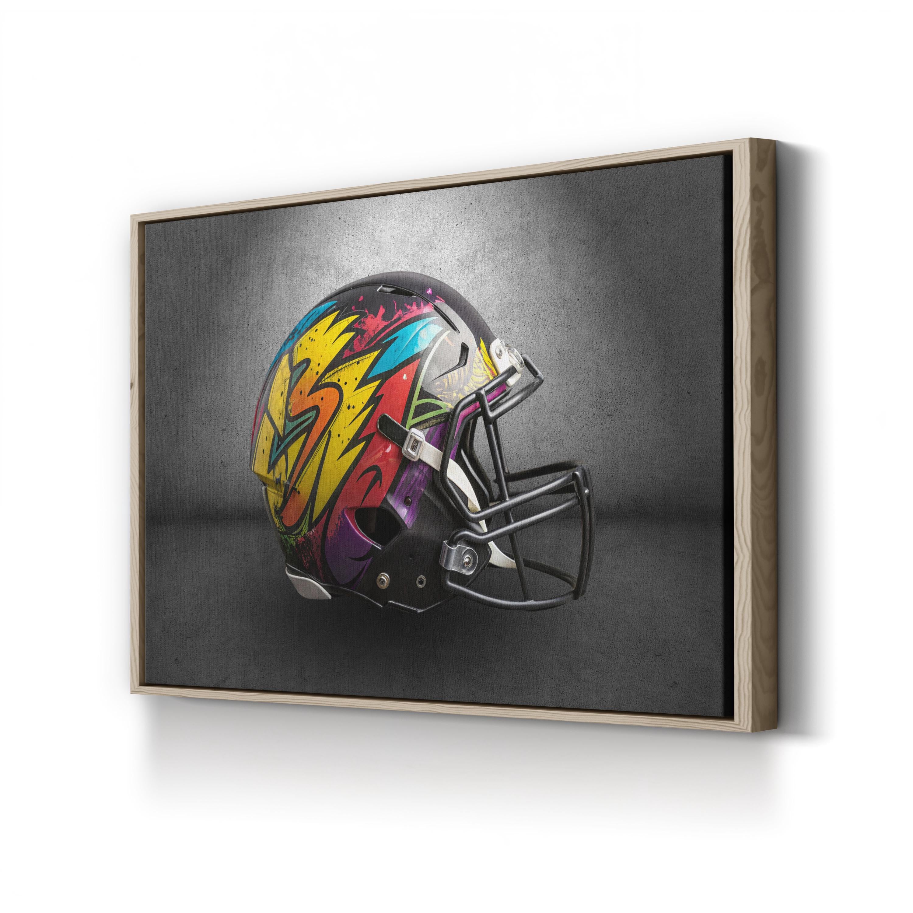 Graffiti Football Helmet – Period Illustration Wall Art | Urban Sports Canvas Print