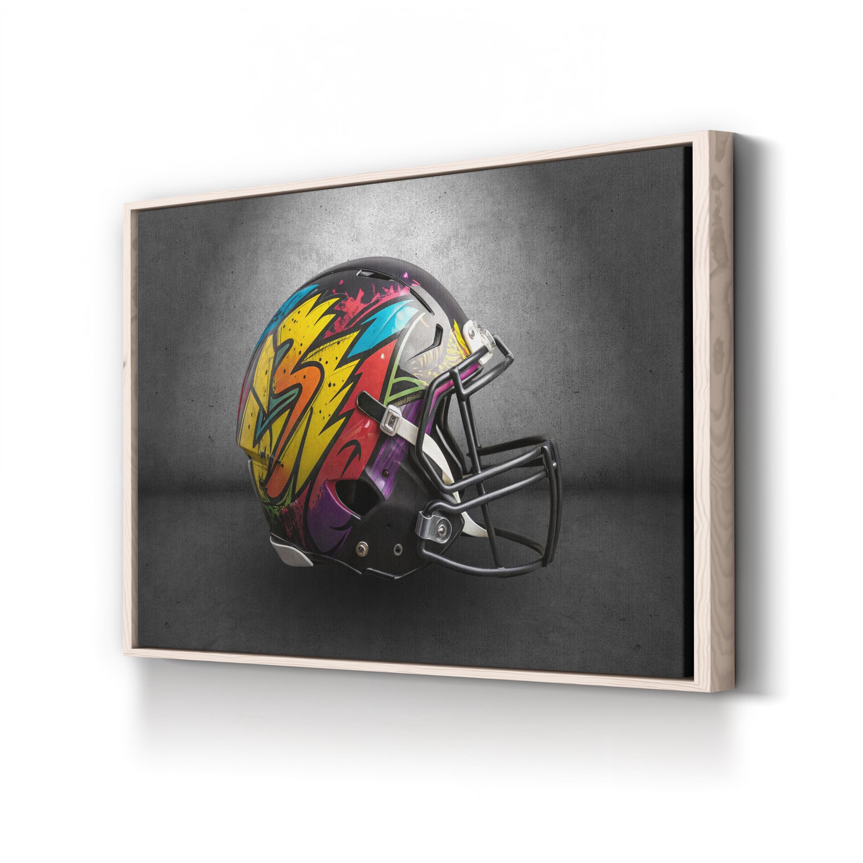 Graffiti Football Helmet – Period Illustration Wall Art | Urban Sports Canvas Print